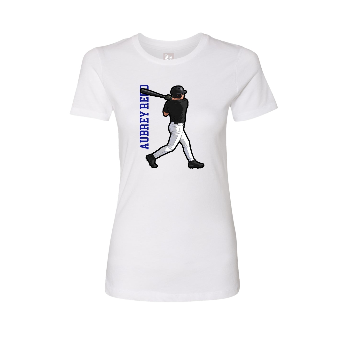 Fitted Women's Tee — Name Vertical in White