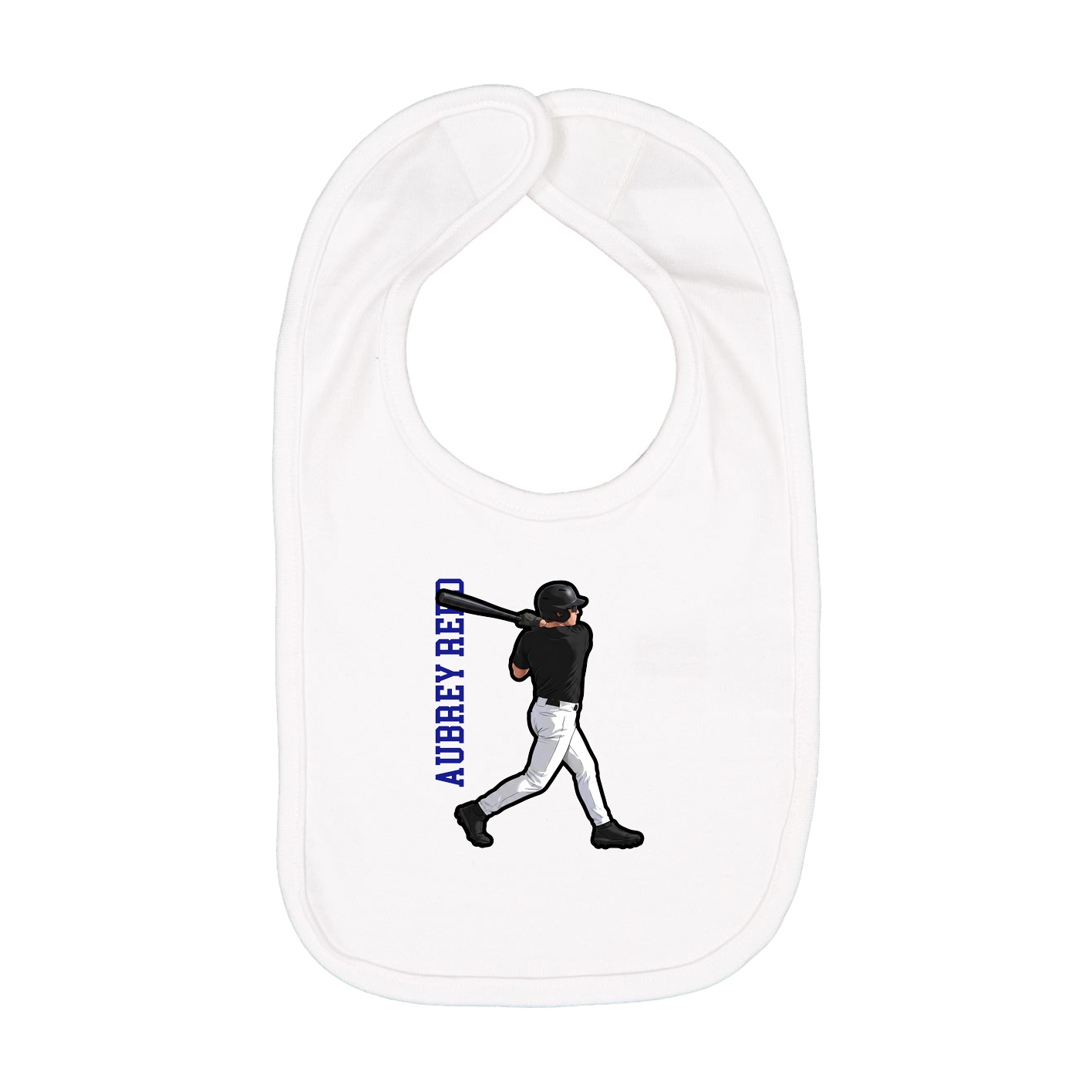Infant Bib — Name Vertical in White
