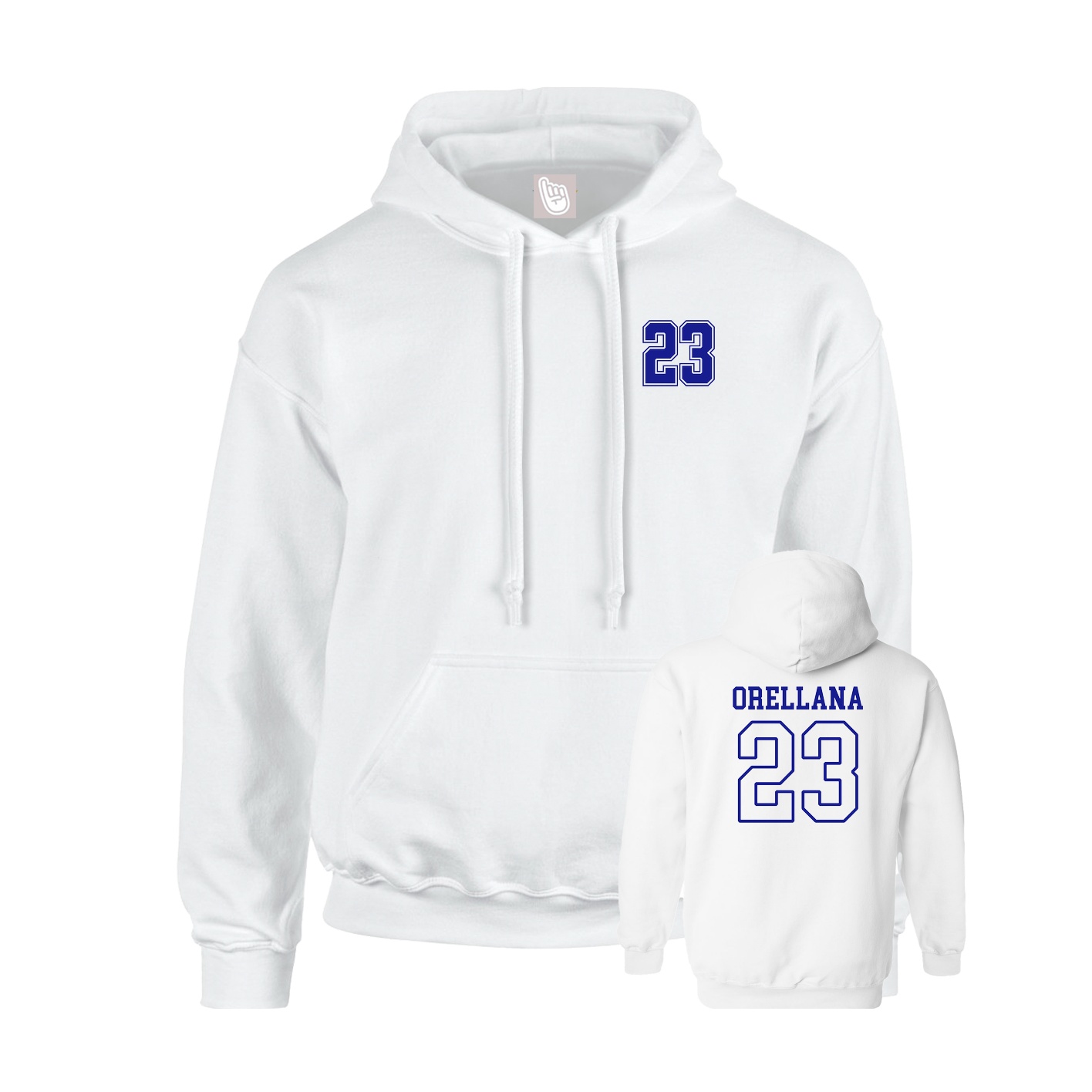 Youth Hoodie — Chest Back in White