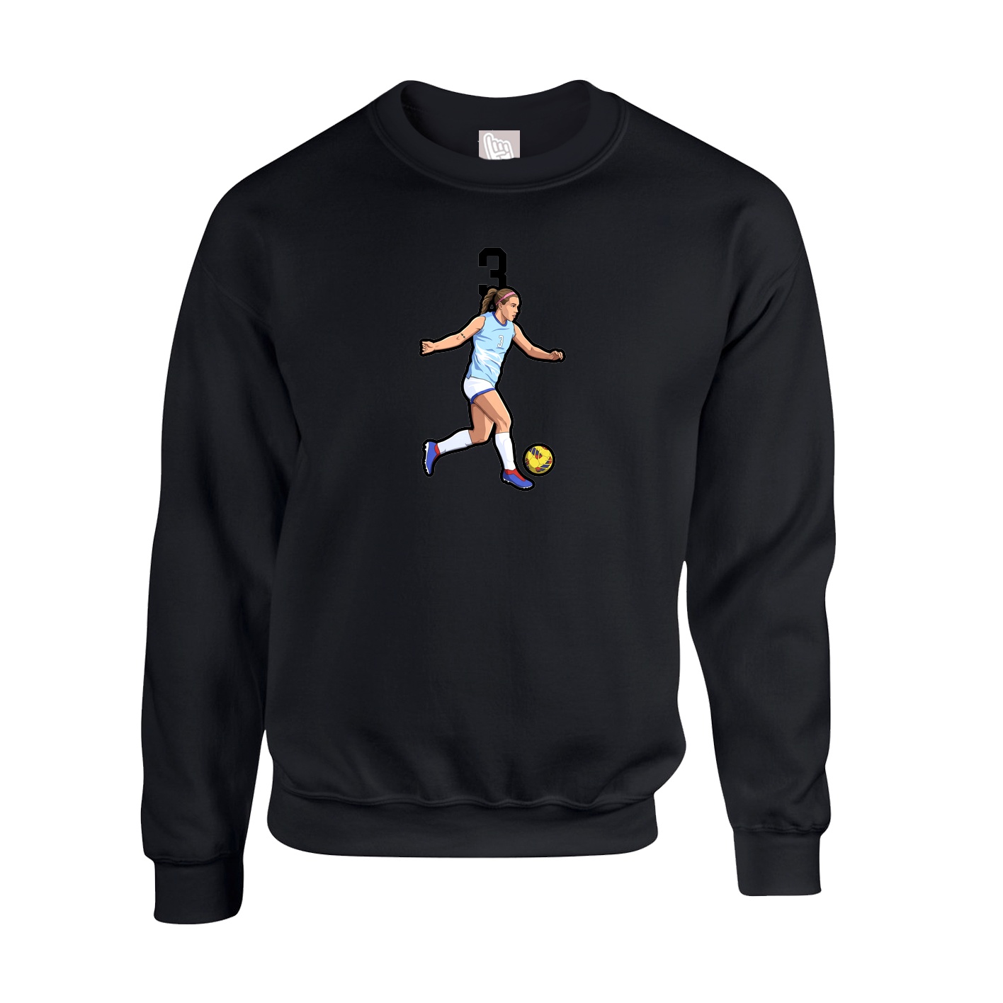 Fleece Crew — Number Top in Black