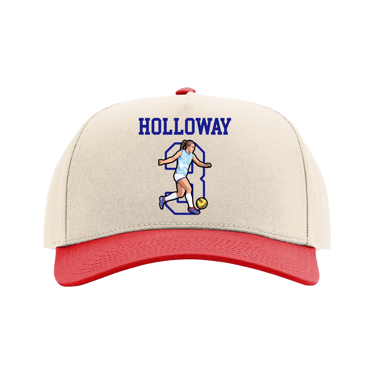 Full Fabric Five-Panel Champ Cap — Shirsey in Cream/Red