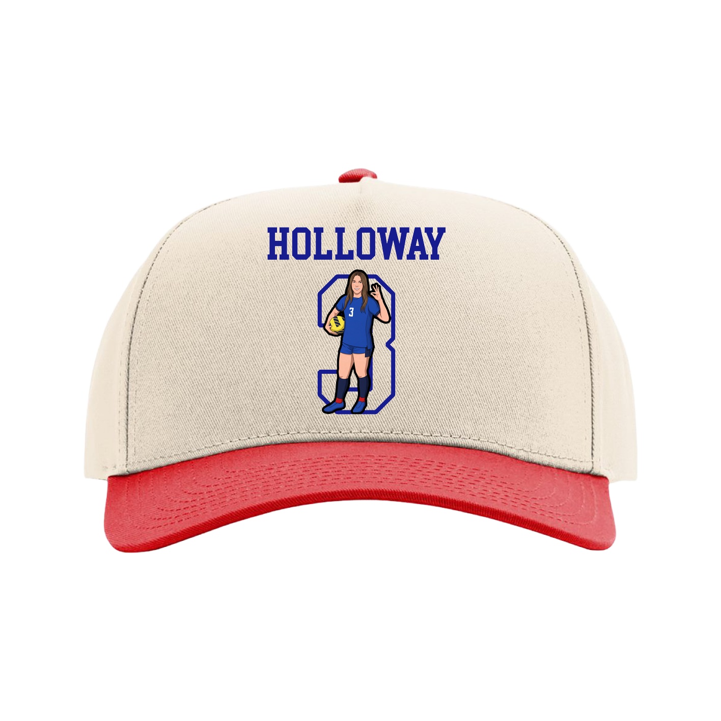 Full Fabric Five-Panel Champ Cap — Shirsey in Cream/Red
