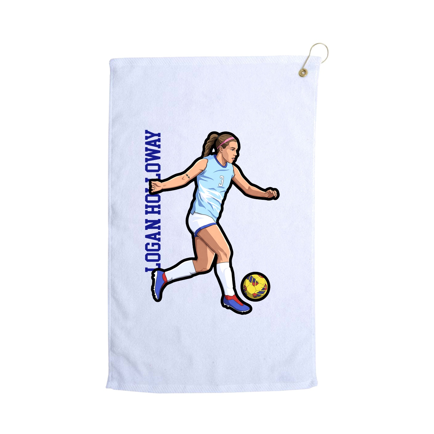 Golf Towel — Name Vertical in White