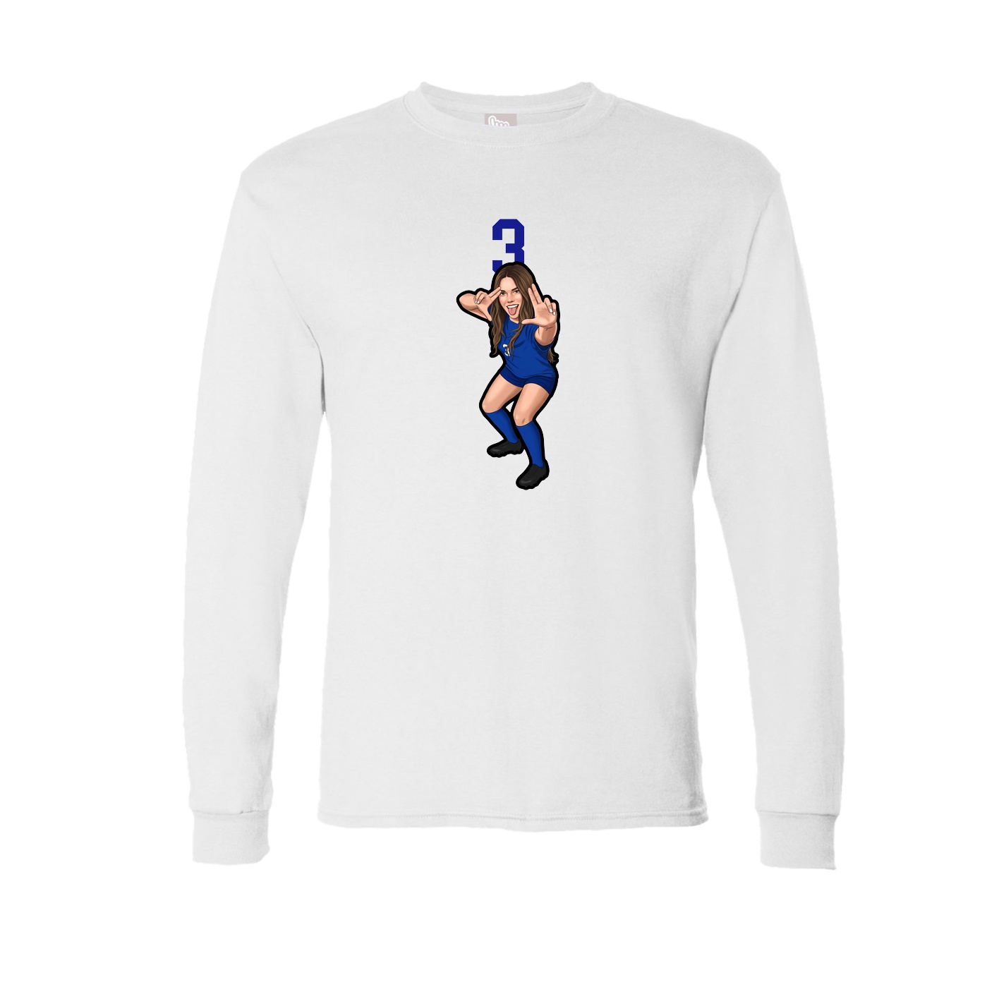 Long Sleeve Tee — Number Top in White