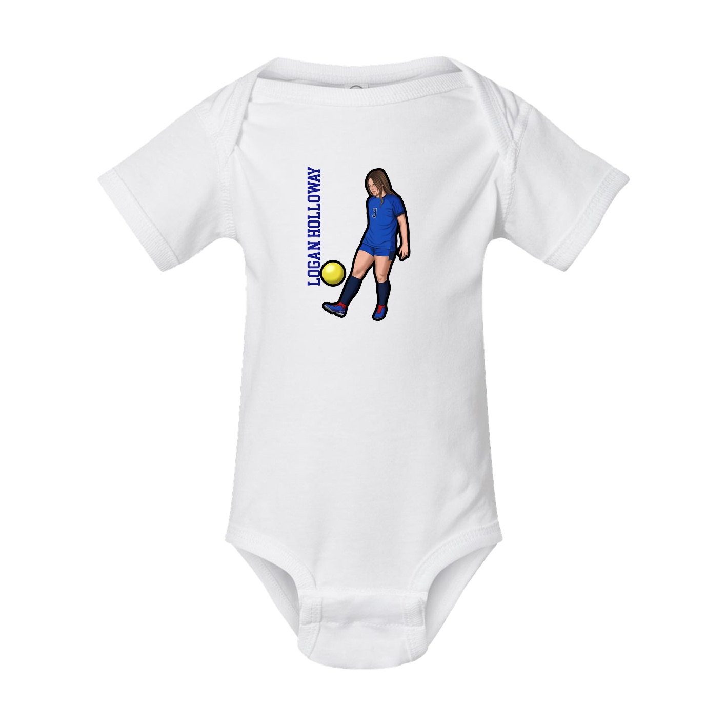 Baby Onesie — Name Vertical in White