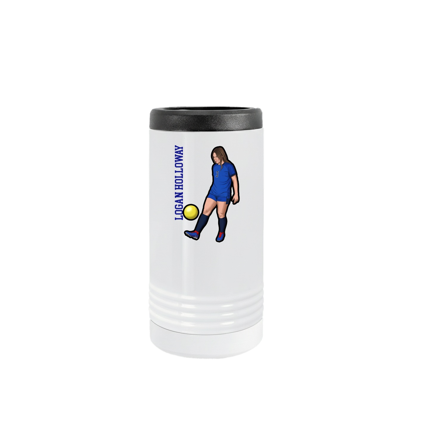Slim Beverage Holder — Name Vertical in White