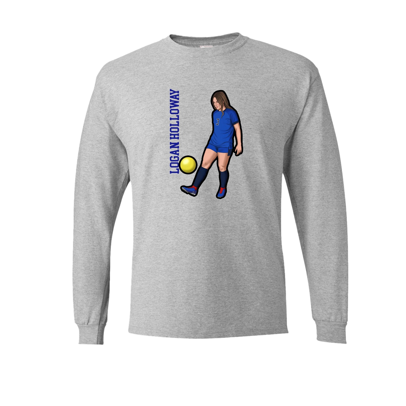Long Sleeve Tee — Name Vertical in Grey