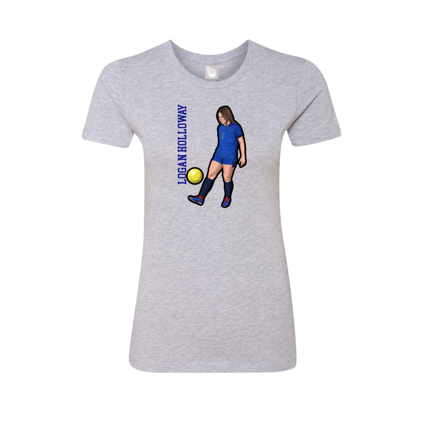 Fitted Women's Tee — Name Vertical in Grey