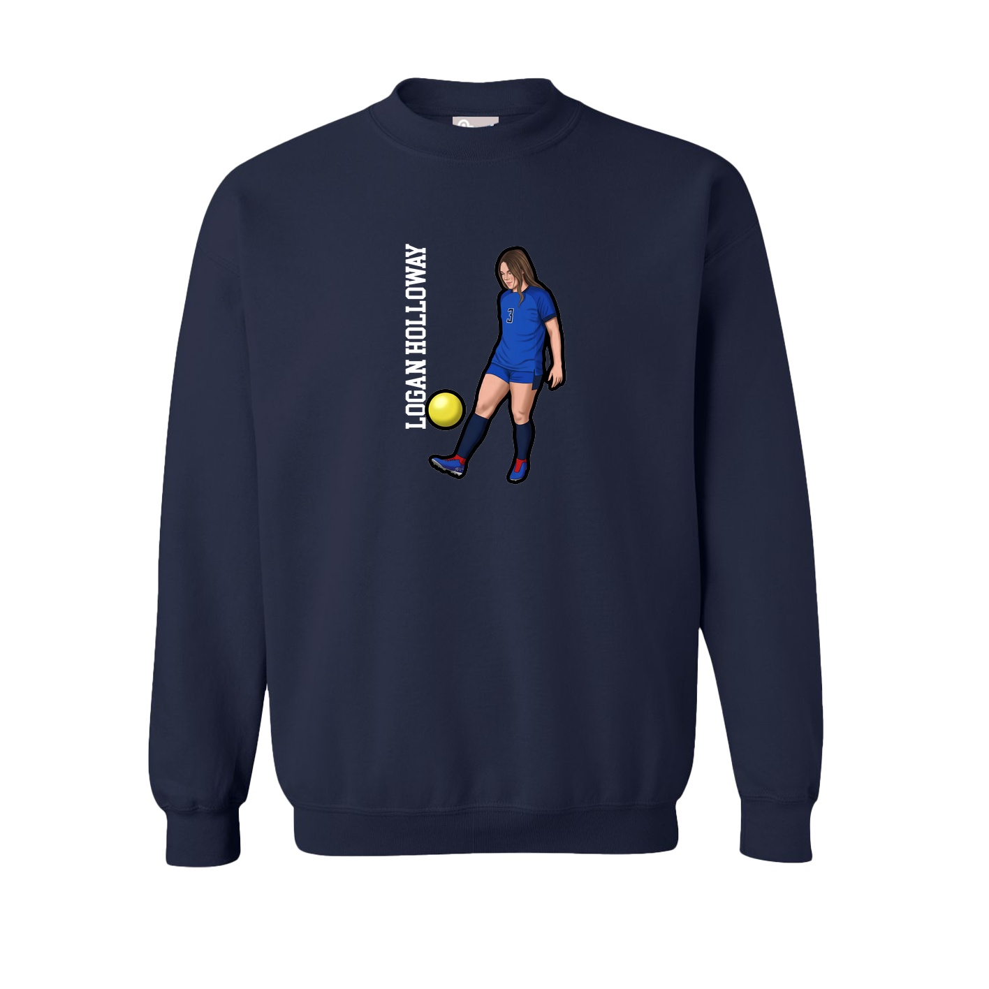 Fleece Crew — Name Vertical in Navy
