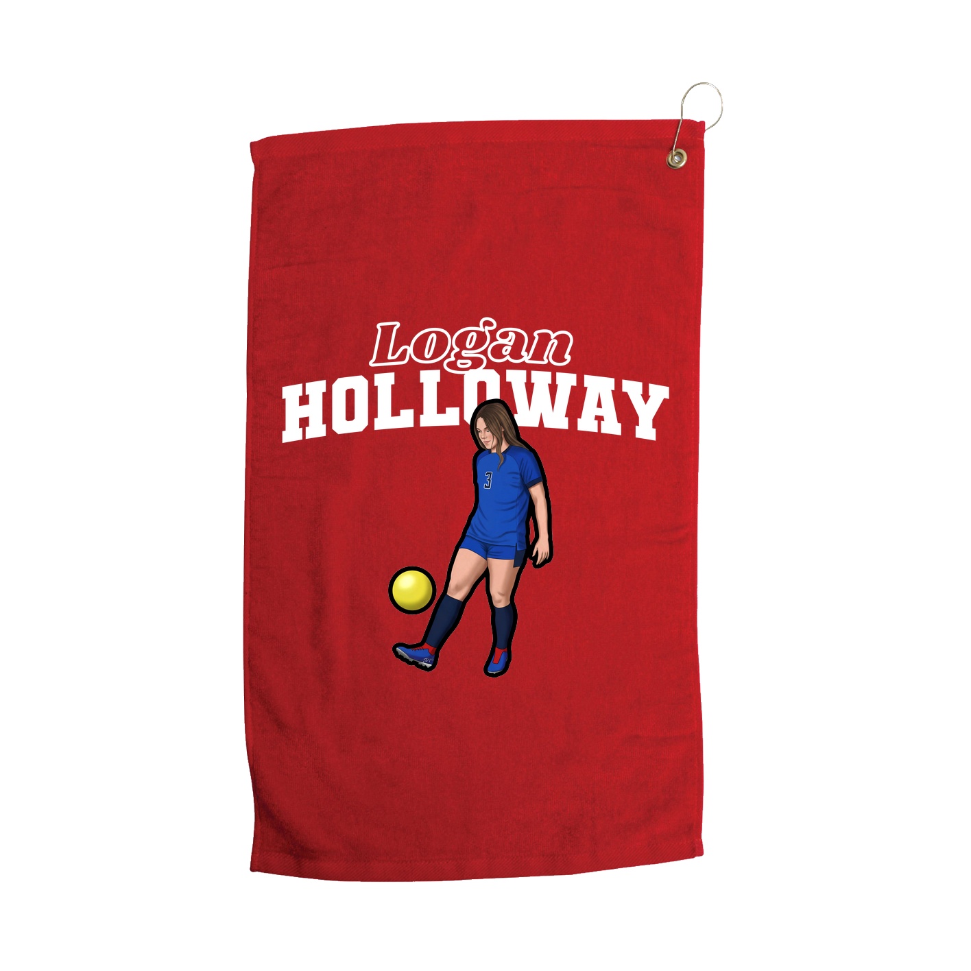 Golf Towel — Name Arch in Red