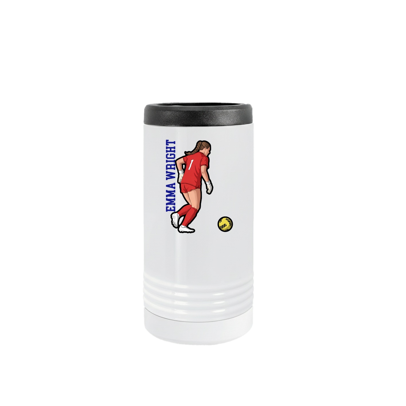 Slim Beverage Holder — Name Vertical in White