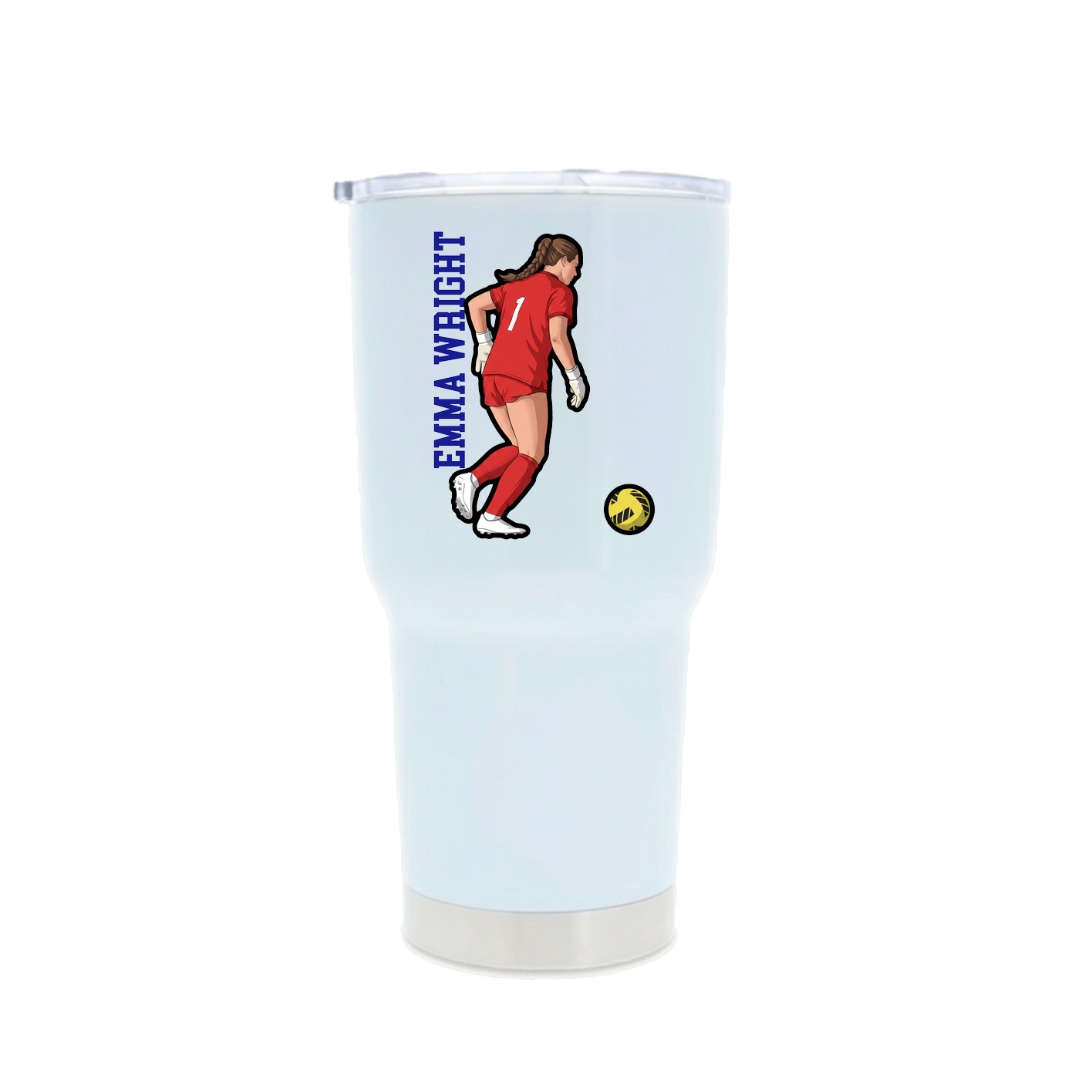 30oz Stainless Steel Tumbler — Name Vertical in White