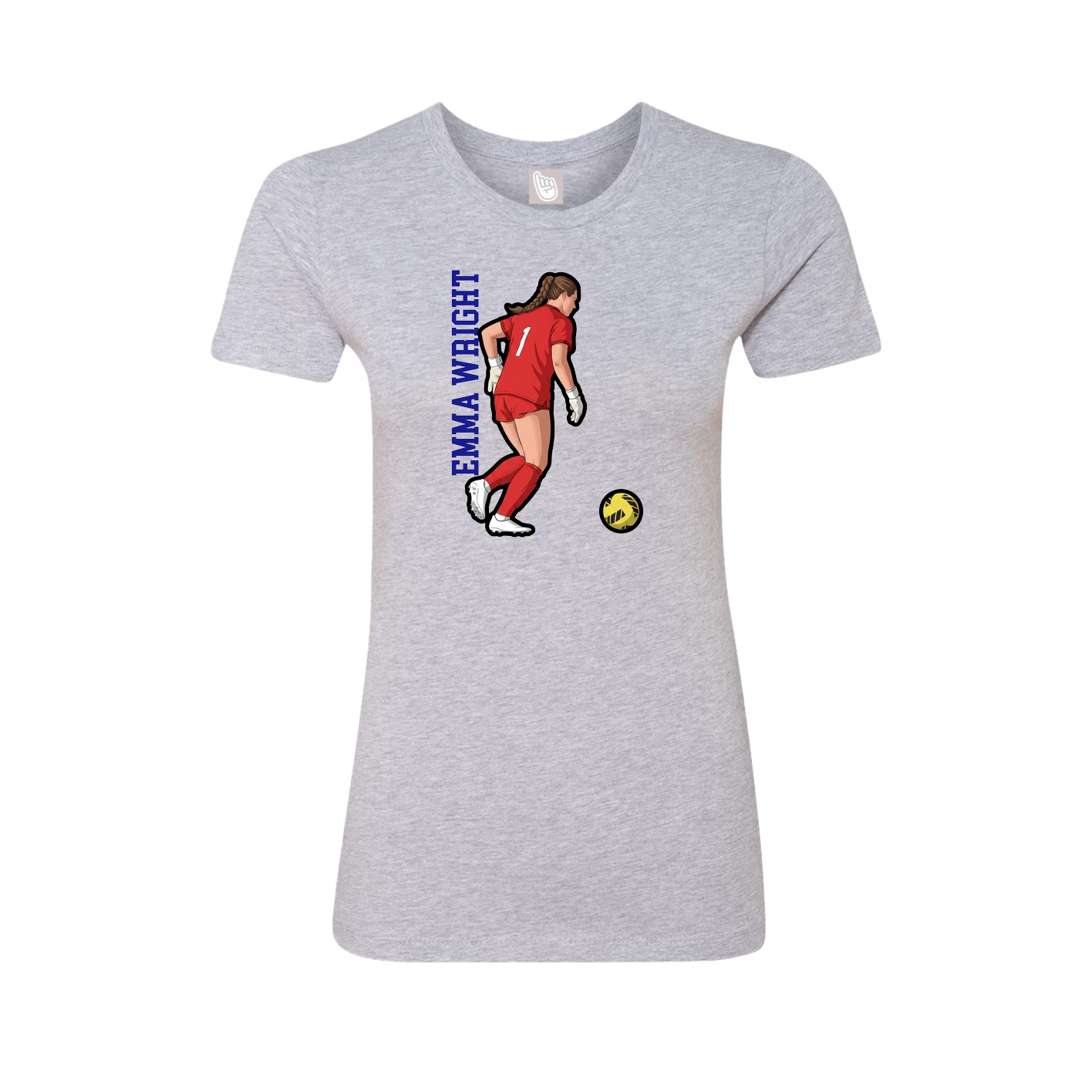 Fitted Women's Tee — Name Vertical in Grey