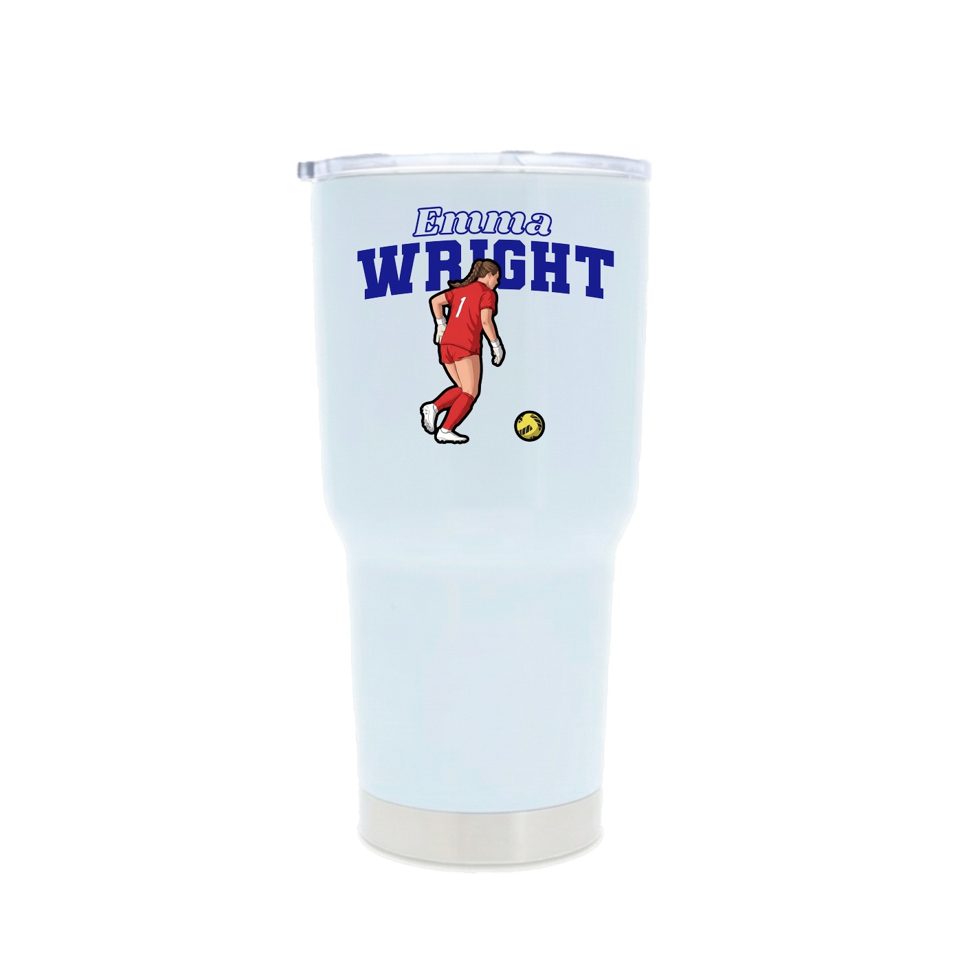 30oz Stainless Steel Tumbler — Name Arch in White