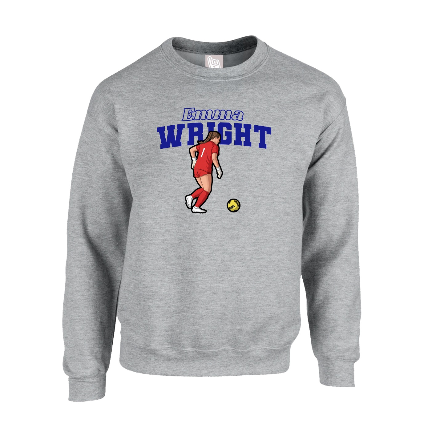 Fleece Crew — Name Arch in Grey