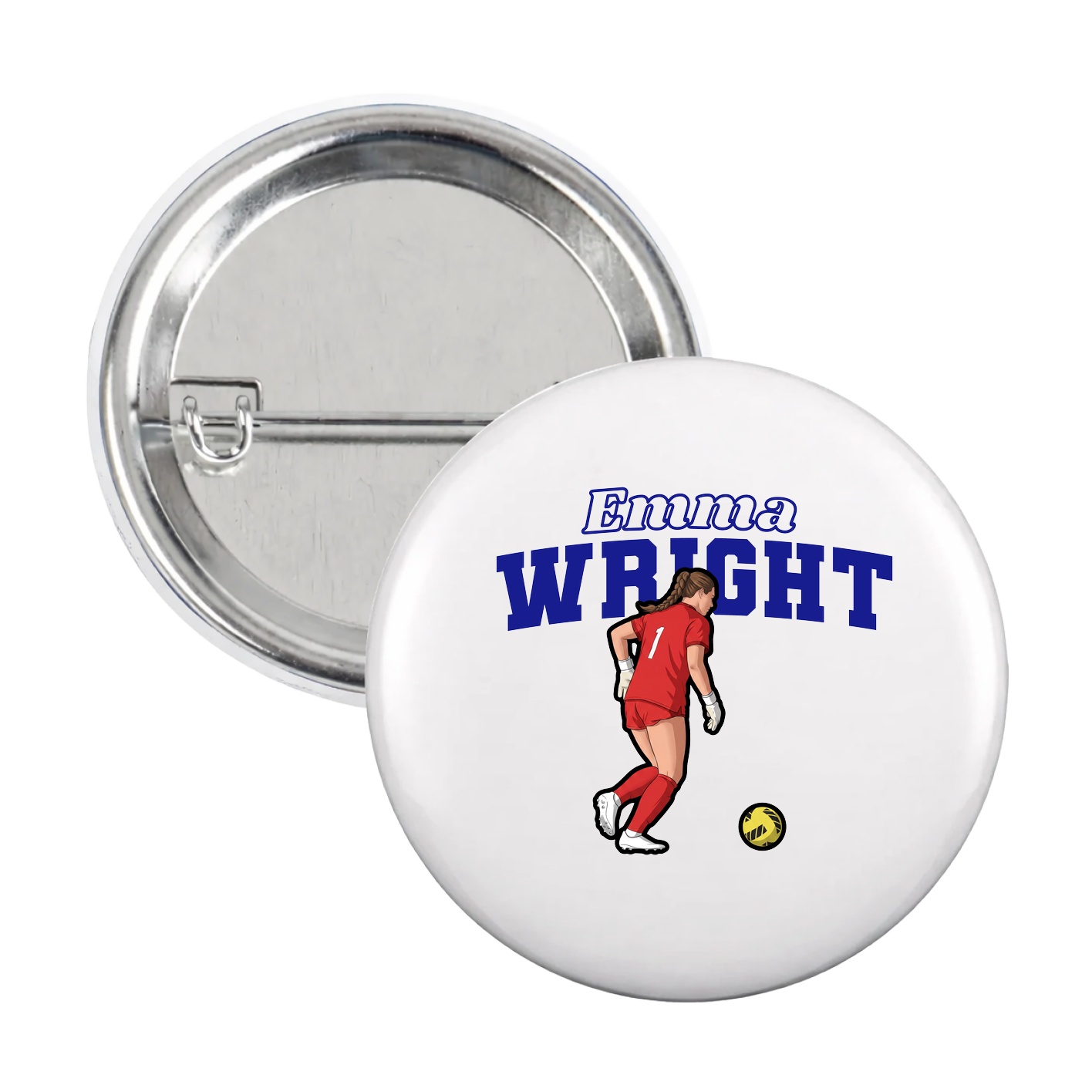Game Day Button — Name Arch in White