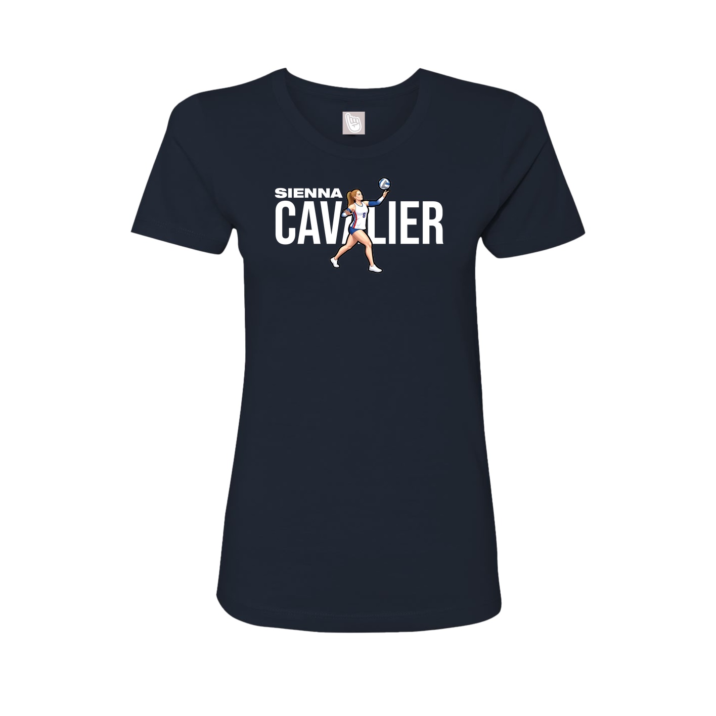 Fitted Women's Tee — Player Name in Navy
