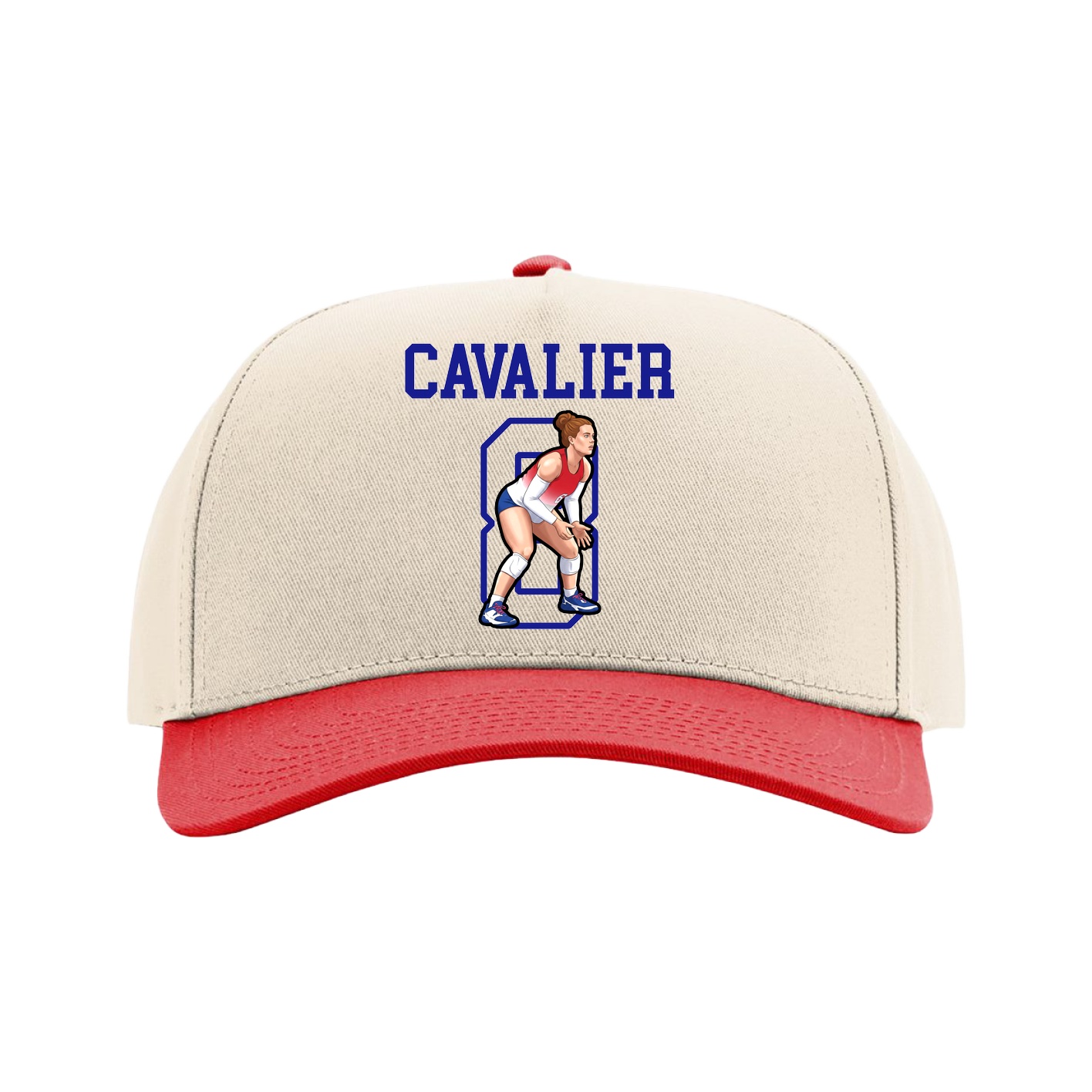 Full Fabric Five-Panel Champ Cap — Shirsey in Cream/Red