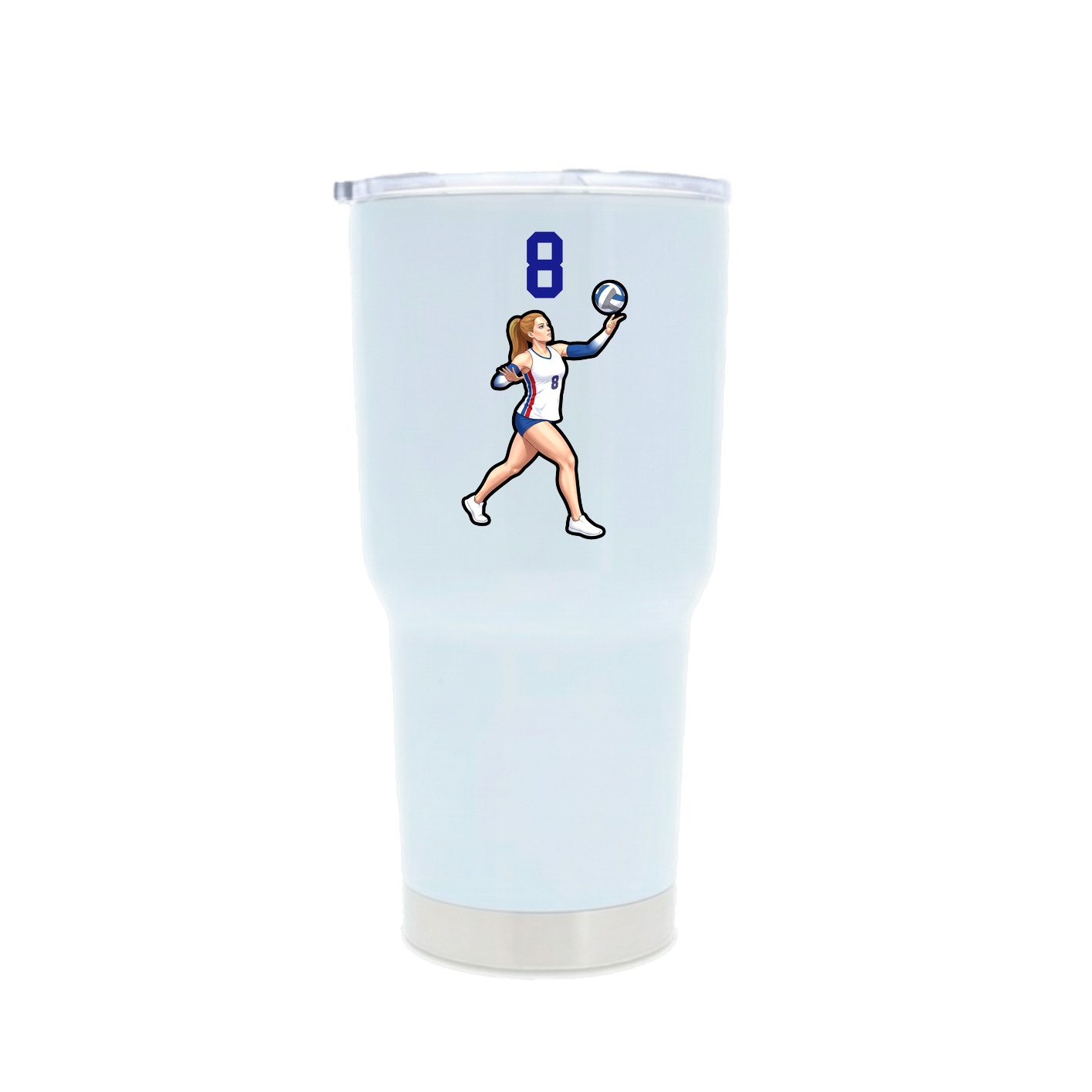 30oz Stainless Steel Tumbler — Number Top in White
