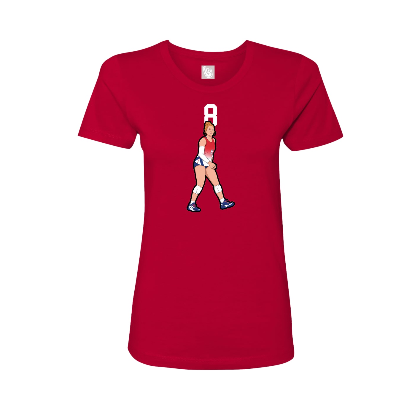 Fitted Women's Tee — Number Top in Red