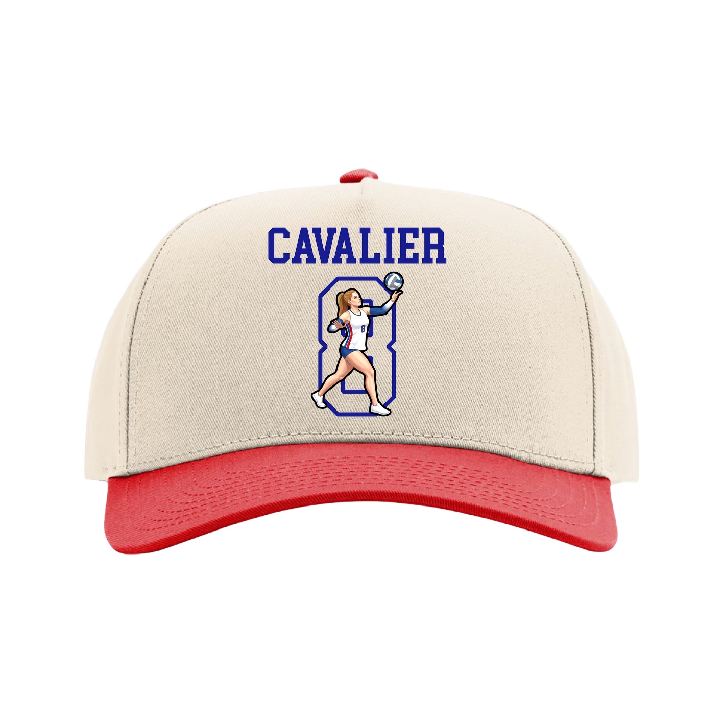 Full Fabric Five-Panel Champ Cap — Shirsey in Cream/Red