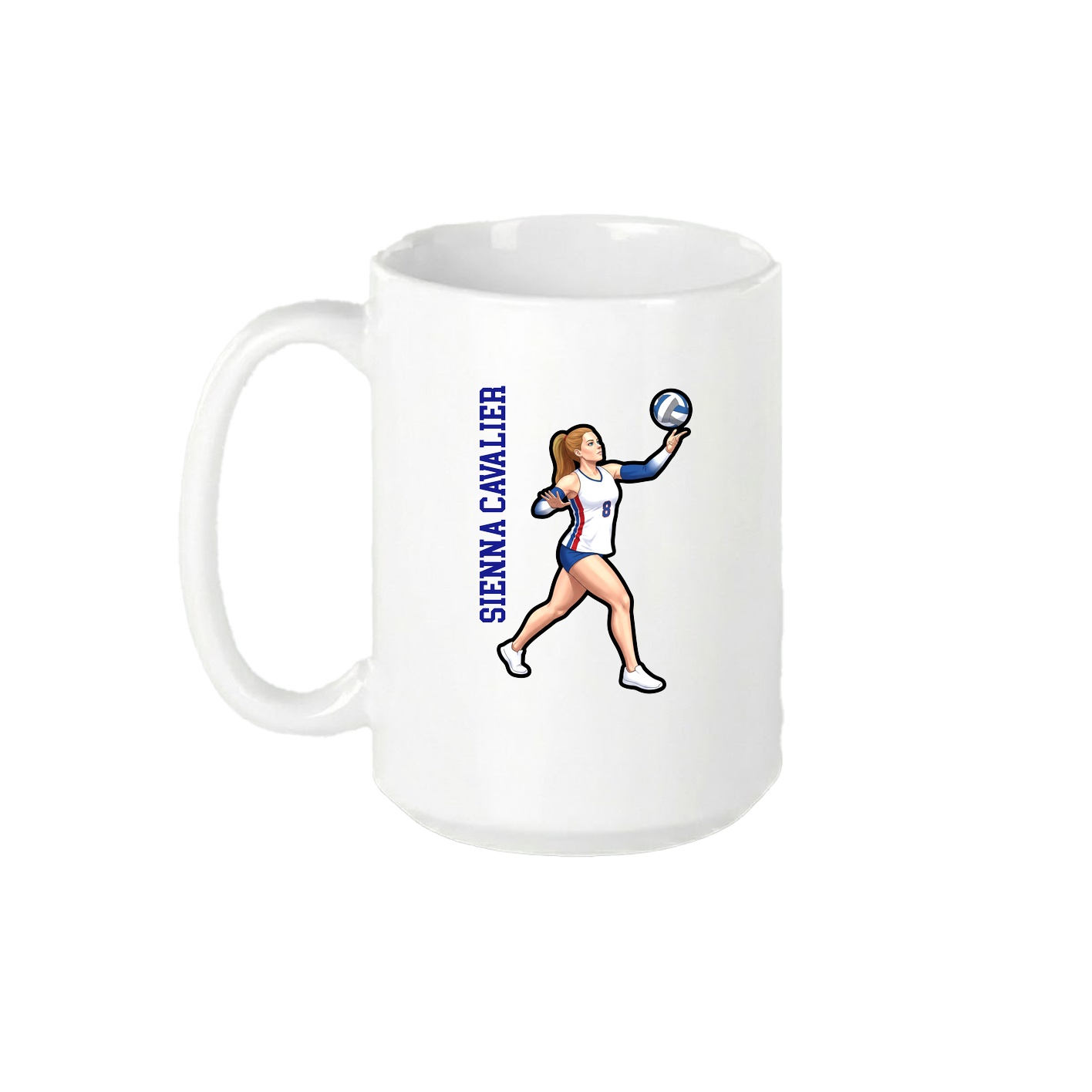15oz Coffee Mug — Name Vertical in White