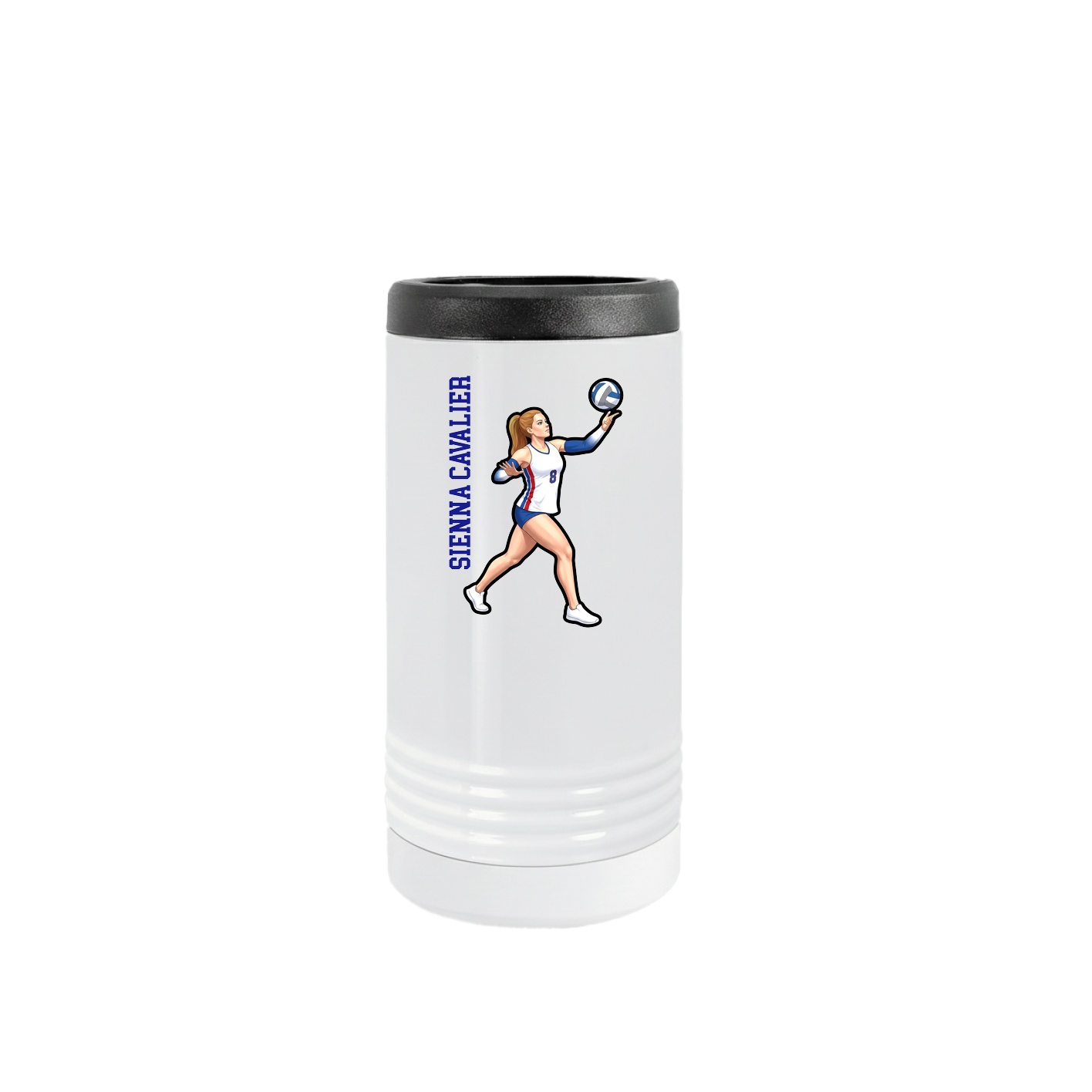 Slim Beverage Holder — Name Vertical in White
