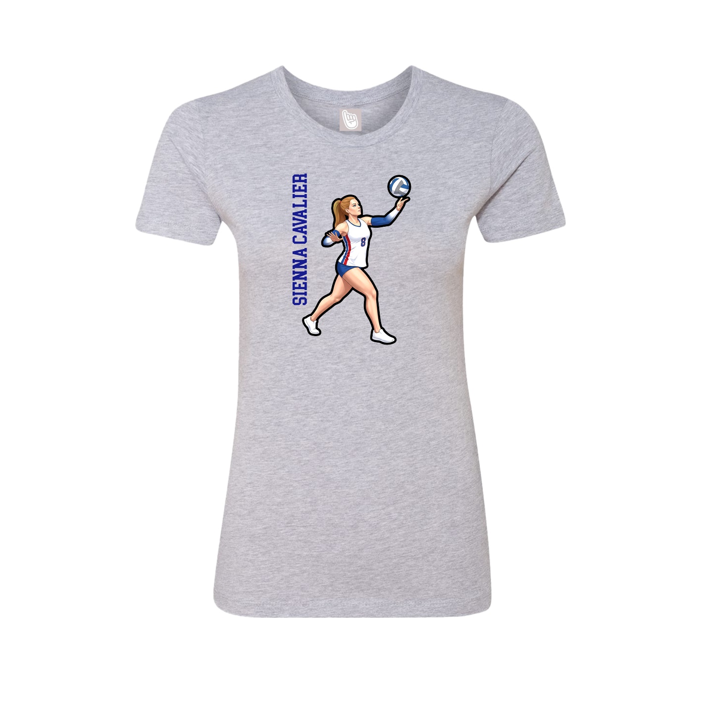 Fitted Women's Tee — Name Vertical in Grey