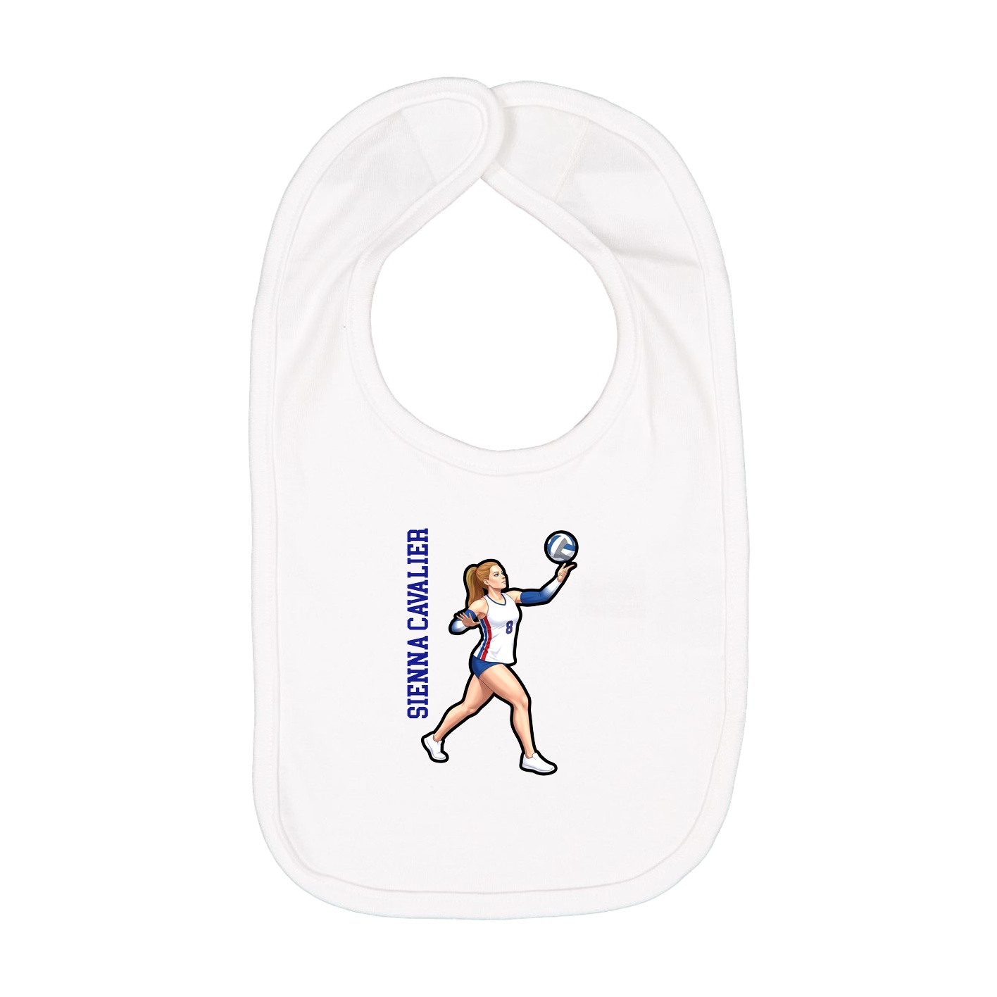 Infant Bib — Name Vertical in White