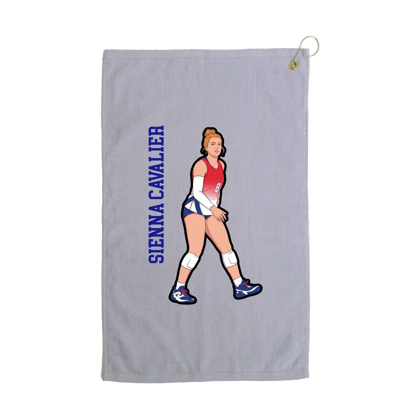 Golf Towel — Name Vertical in Grey