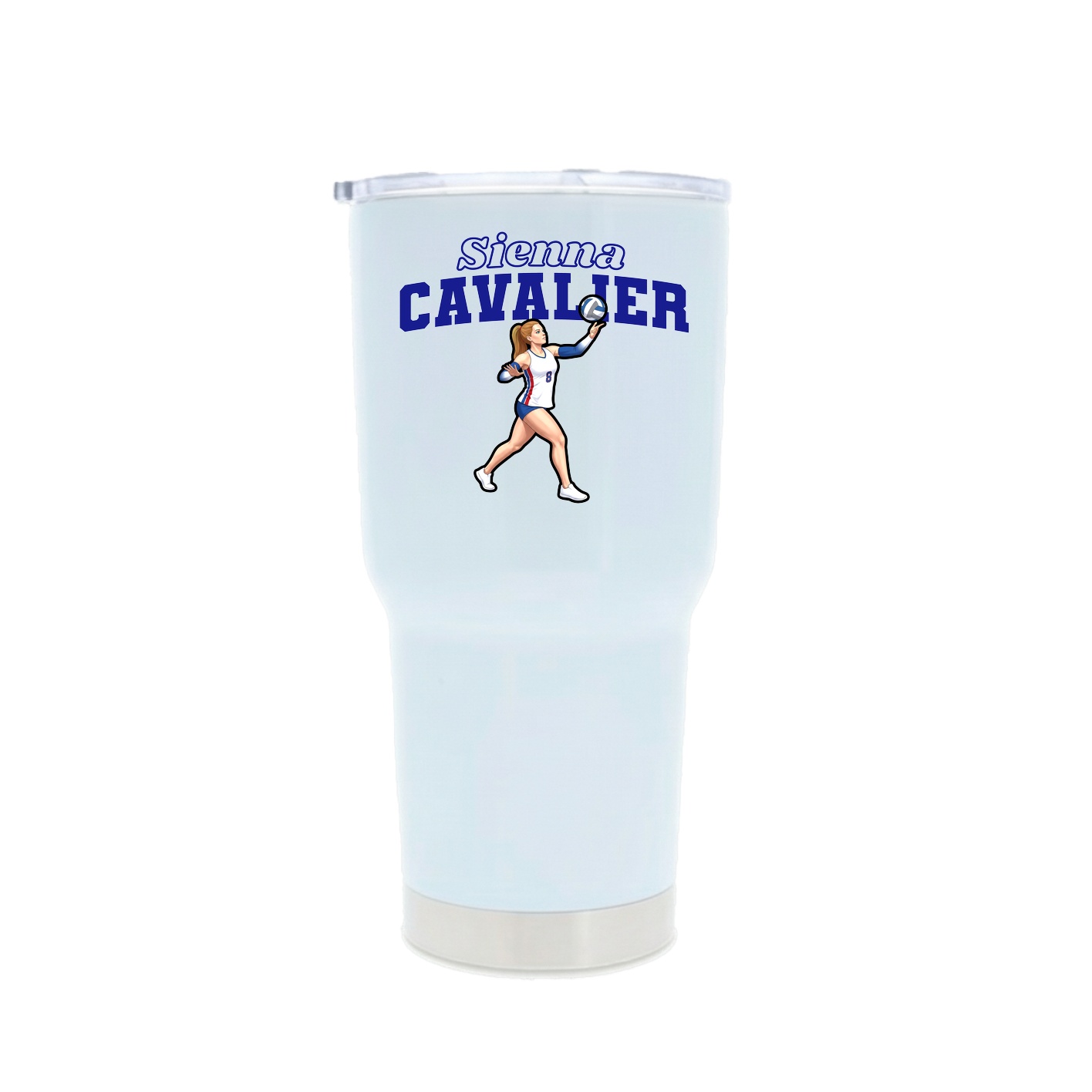 30oz Stainless Steel Tumbler — Name Arch in White