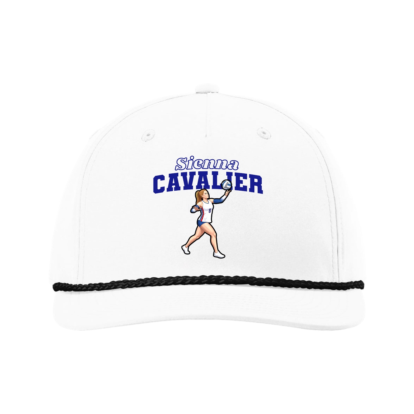 Five-Panel Classic Rope Cap — Name Arch in White
