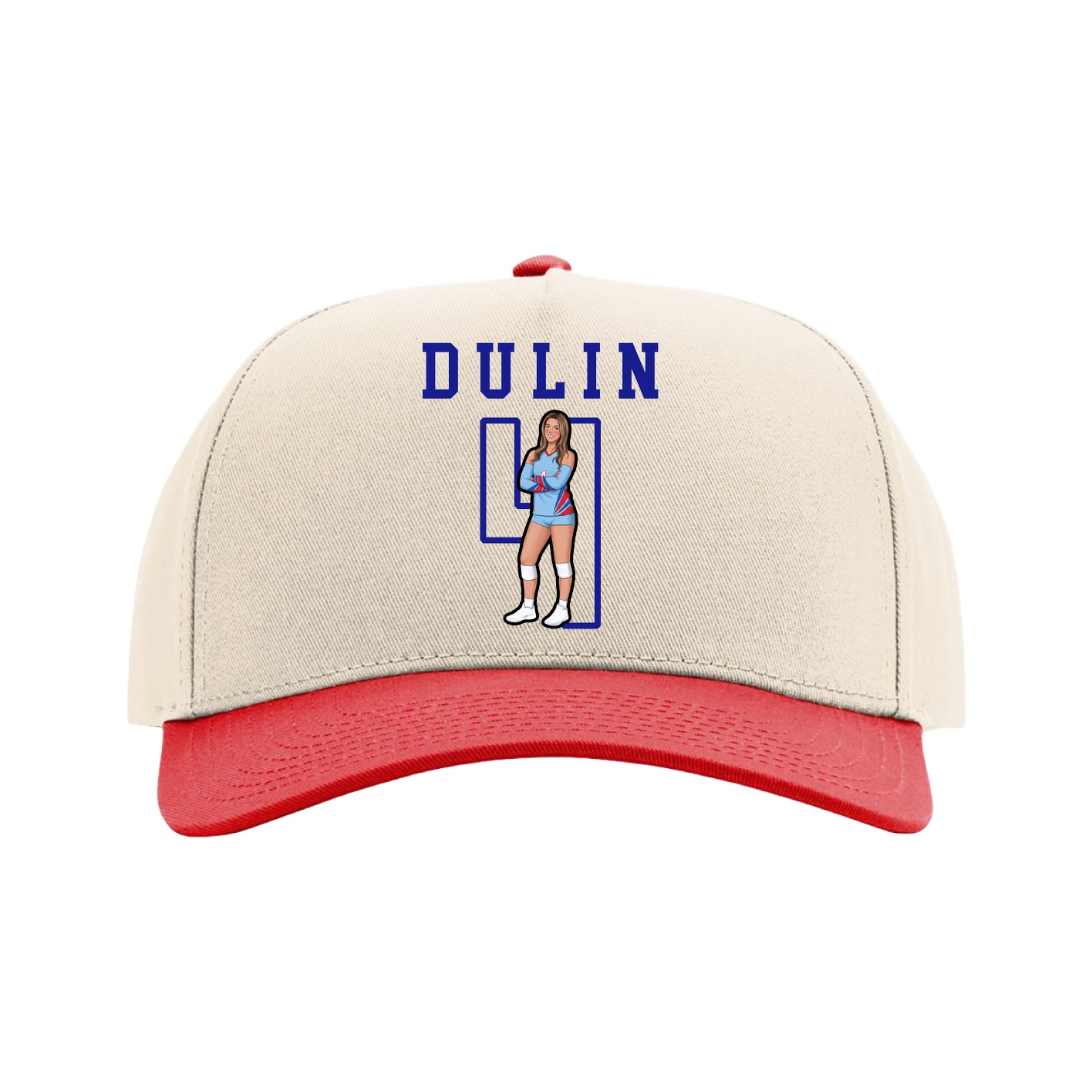 Full Fabric Five-Panel Champ Cap — Shirsey in Cream/Red