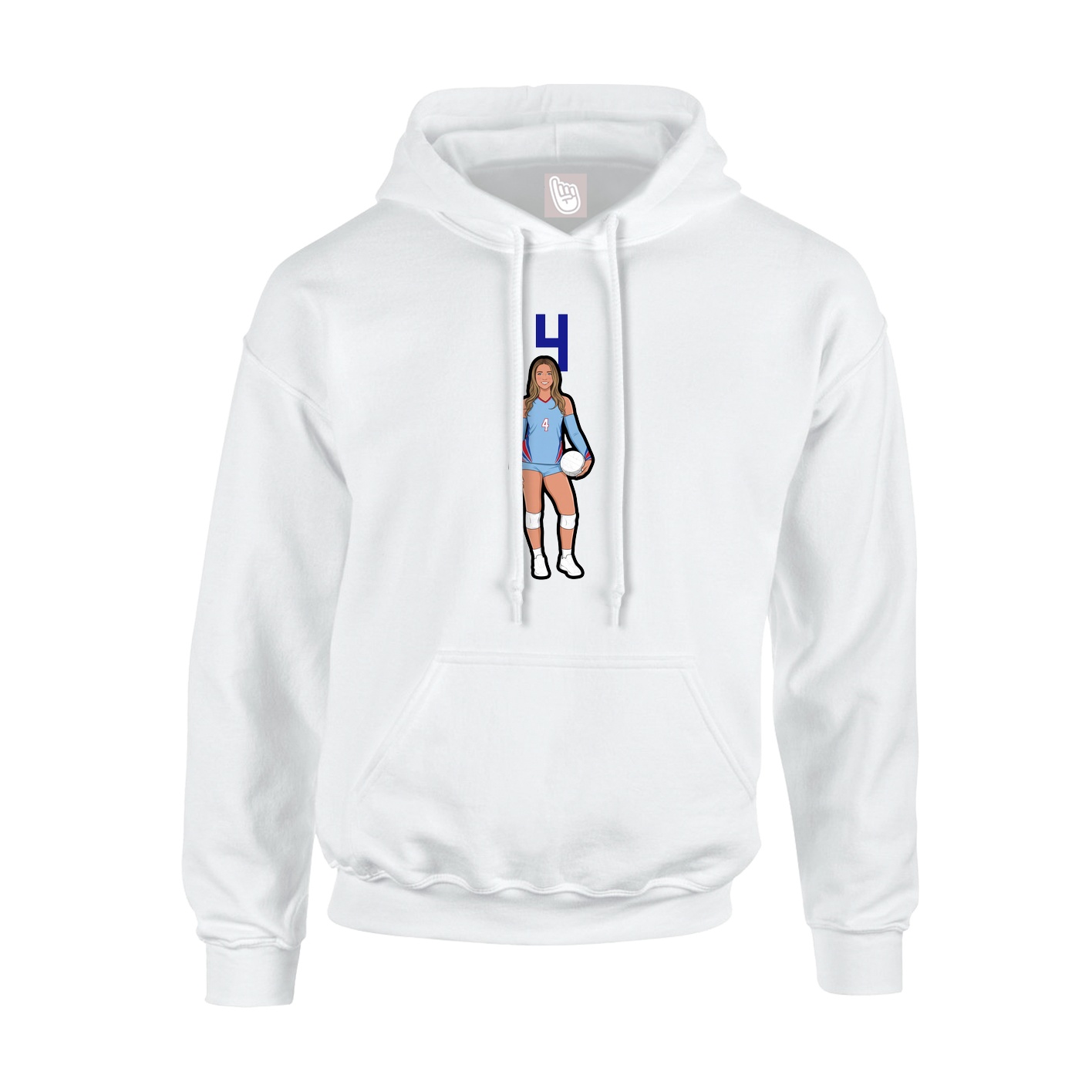 Youth Hoodie — Number Top in White