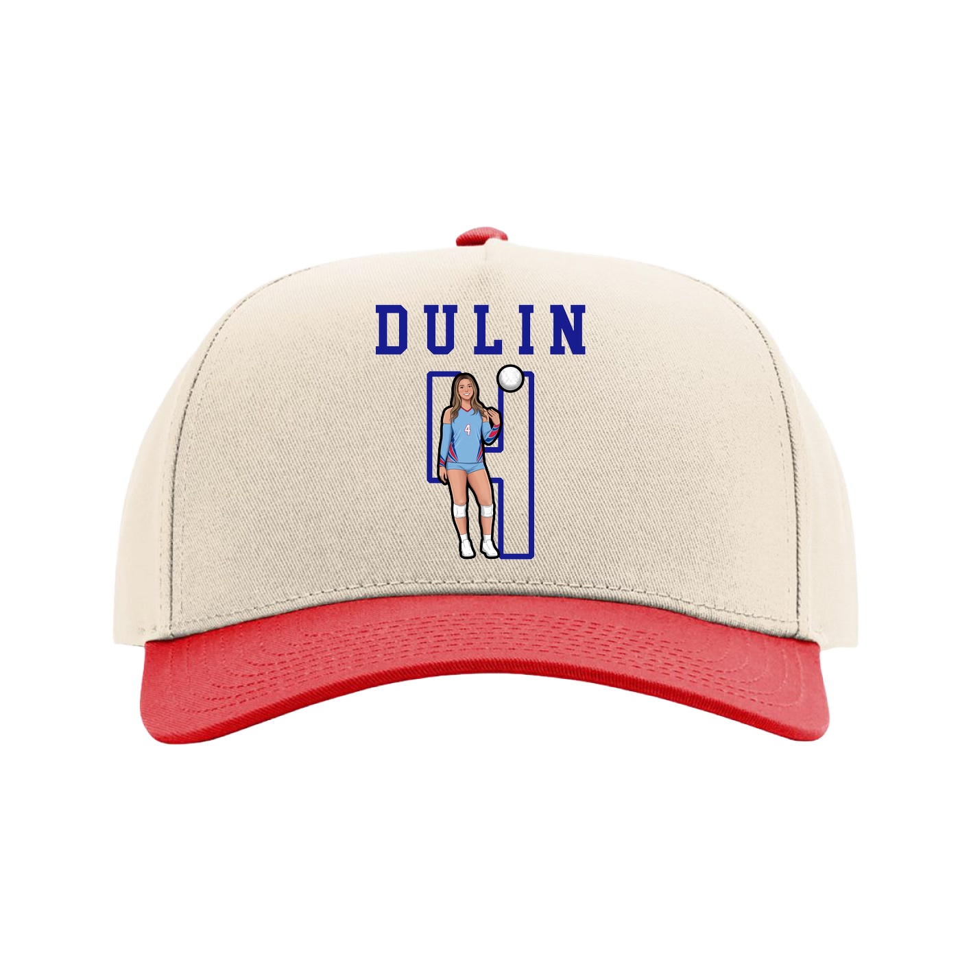 Full Fabric Five-Panel Champ Cap — Shirsey in Cream/Red