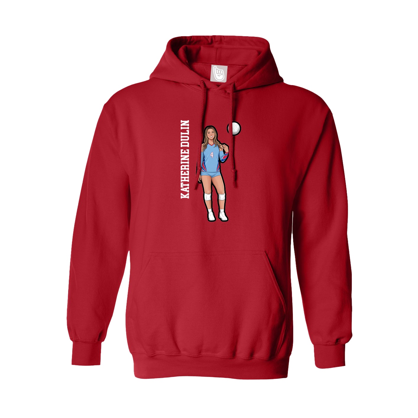 Hoodie — Name Vertical in Red
