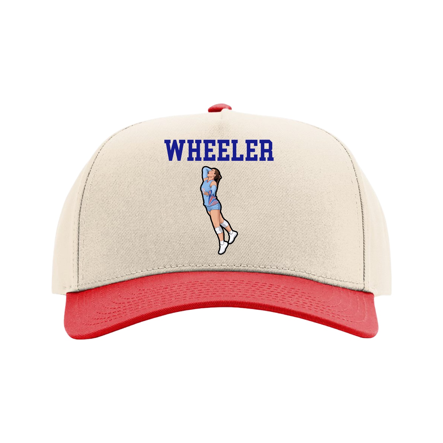Full Fabric Five-Panel Champ Cap — Shirsey in Cream/Red
