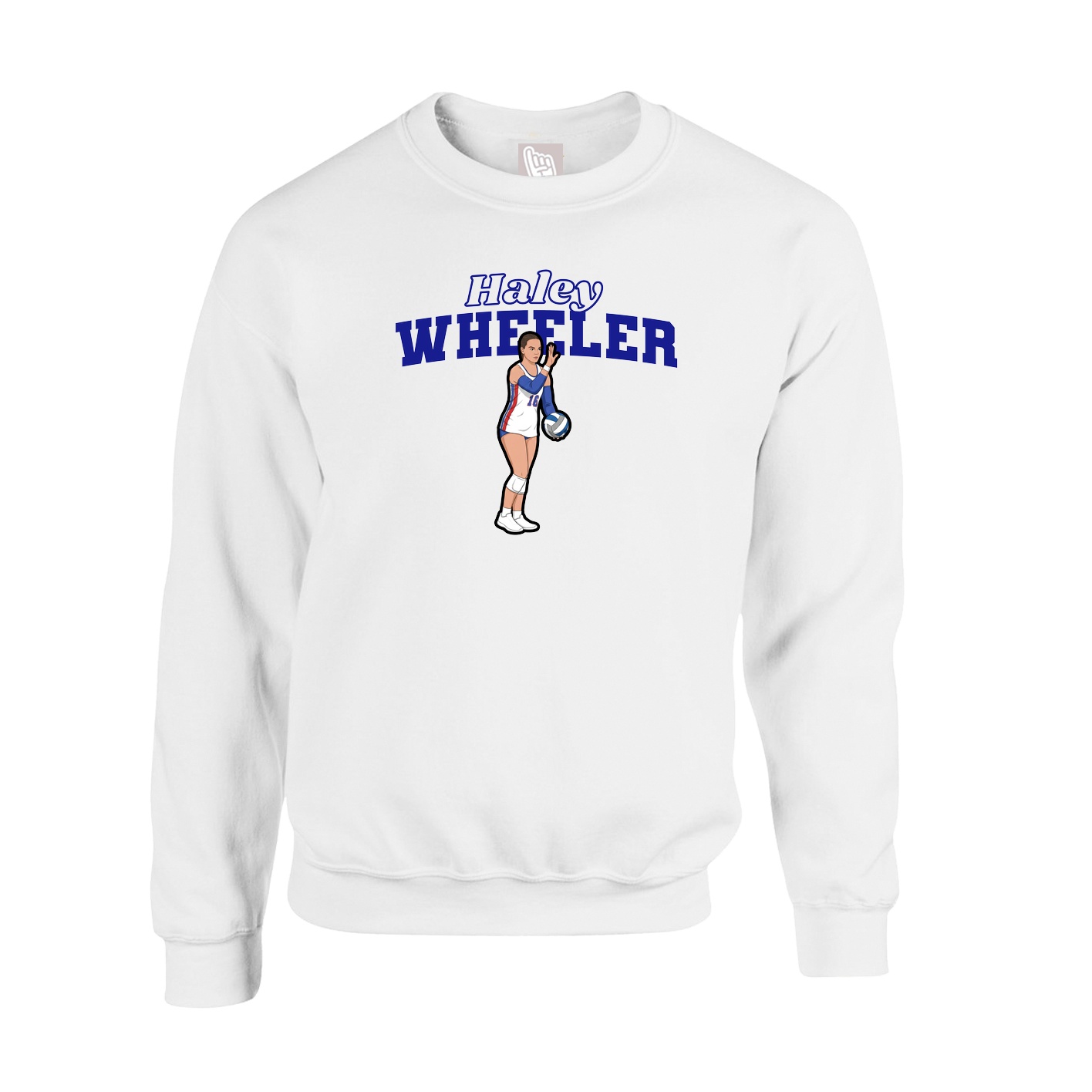 Fleece Crew — Name Arch in White