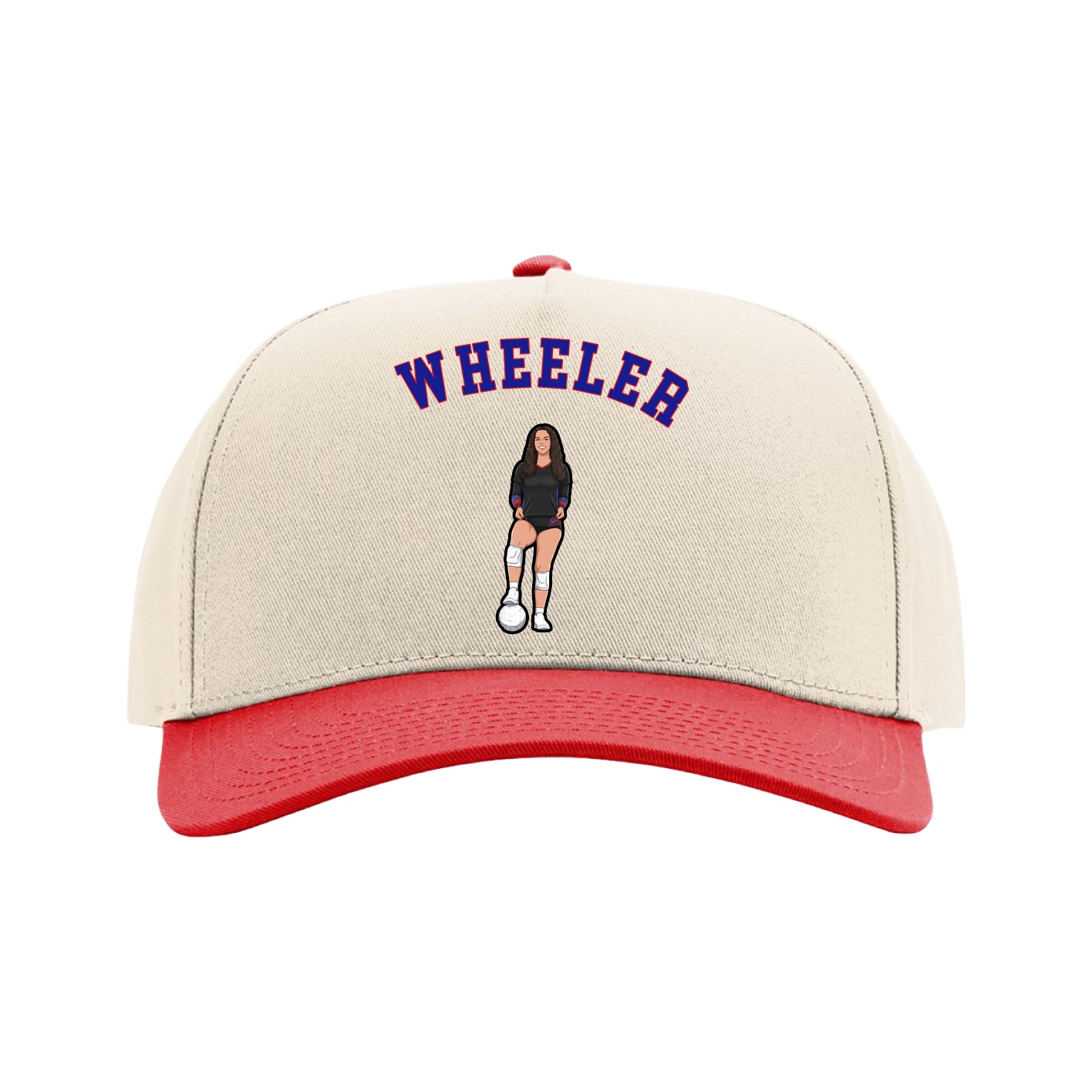 Full Fabric Five-Panel Champ Cap — Shirsey Arch in Cream/Red
