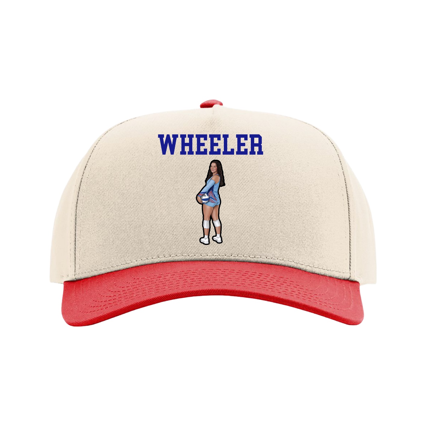 Full Fabric Five-Panel Champ Cap — Shirsey in Cream/Red