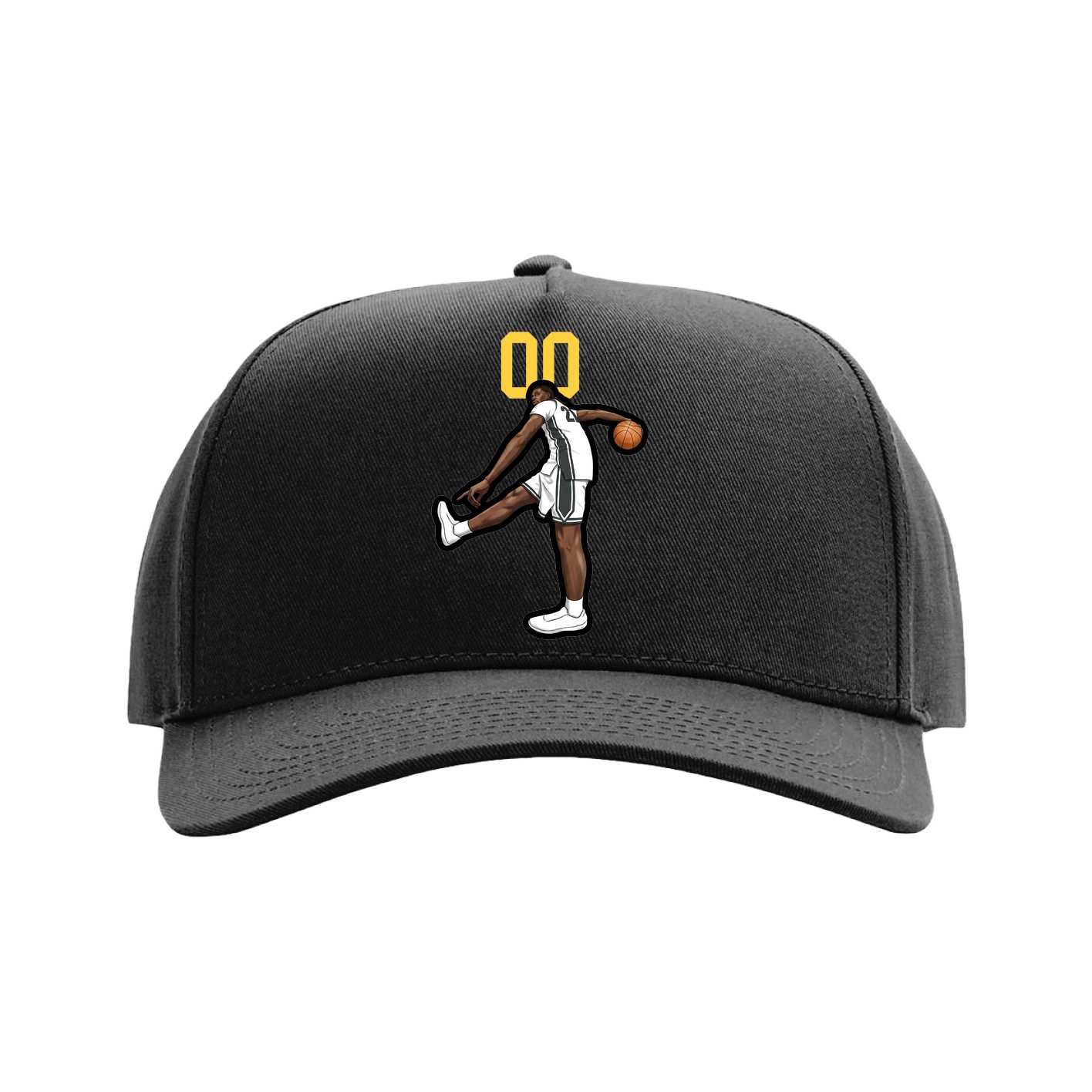 Full Fabric Five-Panel Champ Cap — Number Top in Black