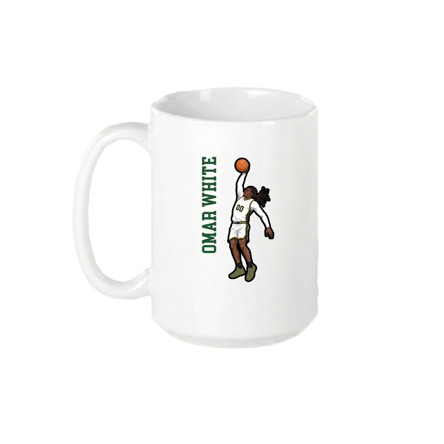 15oz Coffee Mug — Name Vertical in White