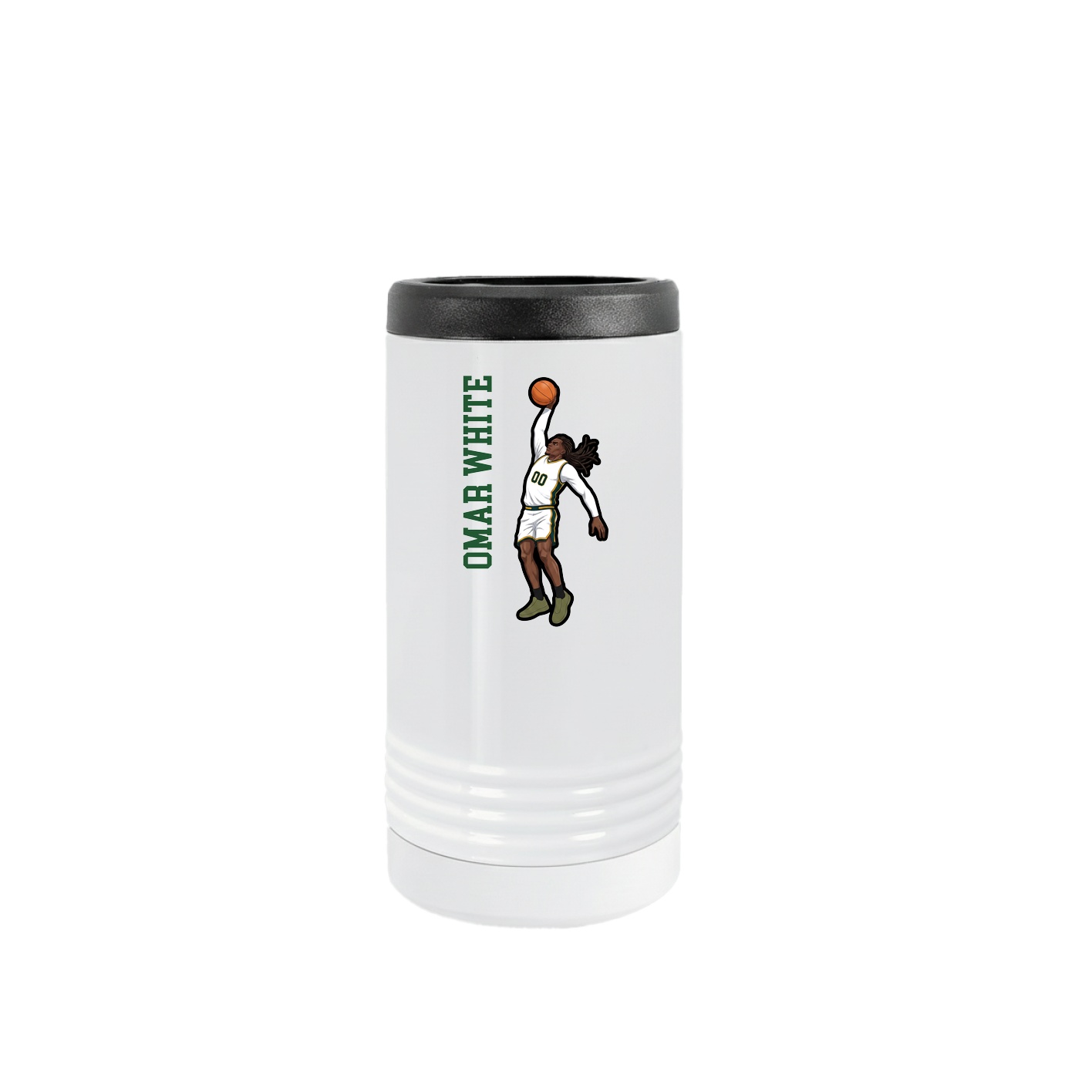 Slim Beverage Holder — Name Vertical in White