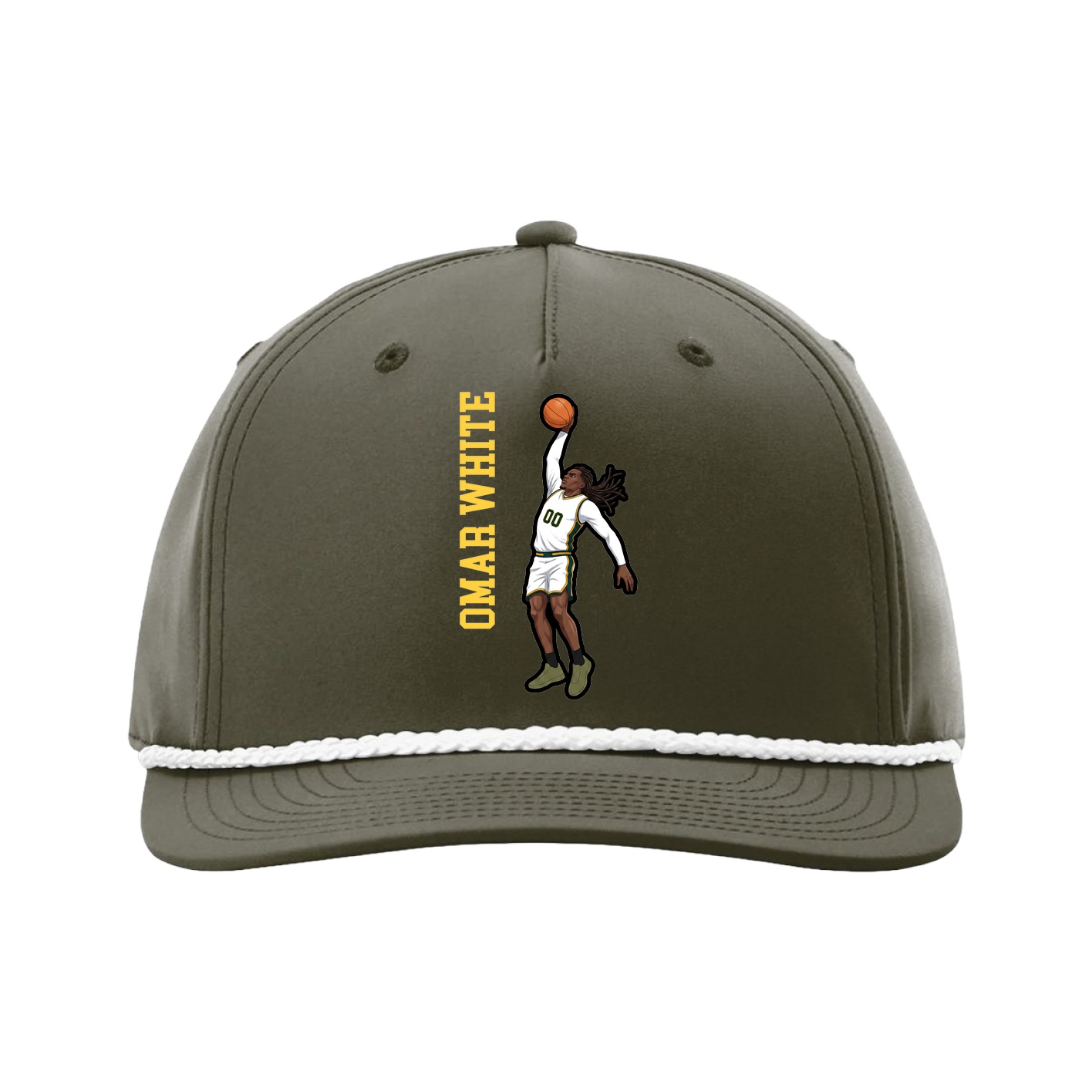 Five-Panel Classic Rope Cap — Name Vertical in Green