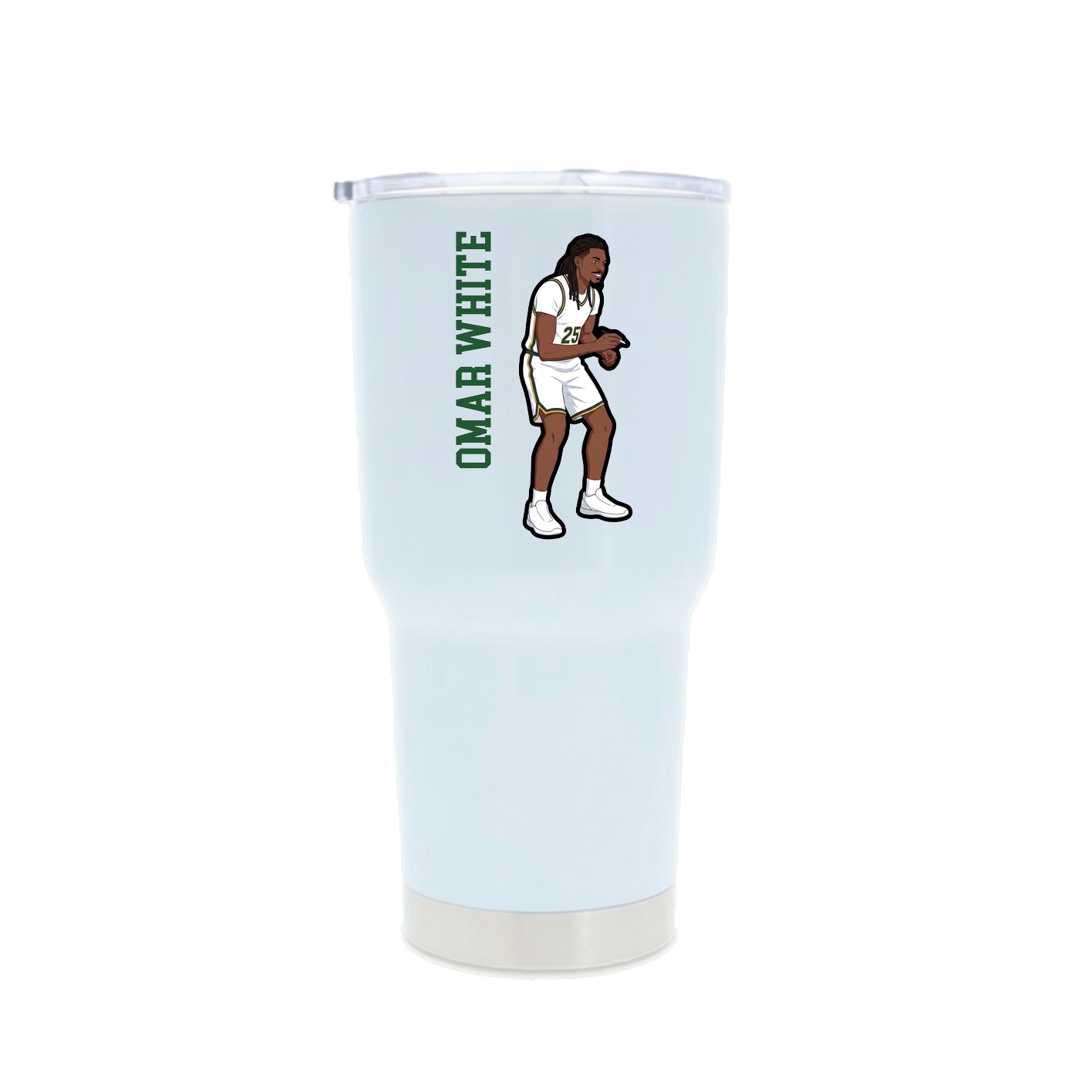30oz Stainless Steel Tumbler — Name Vertical in White