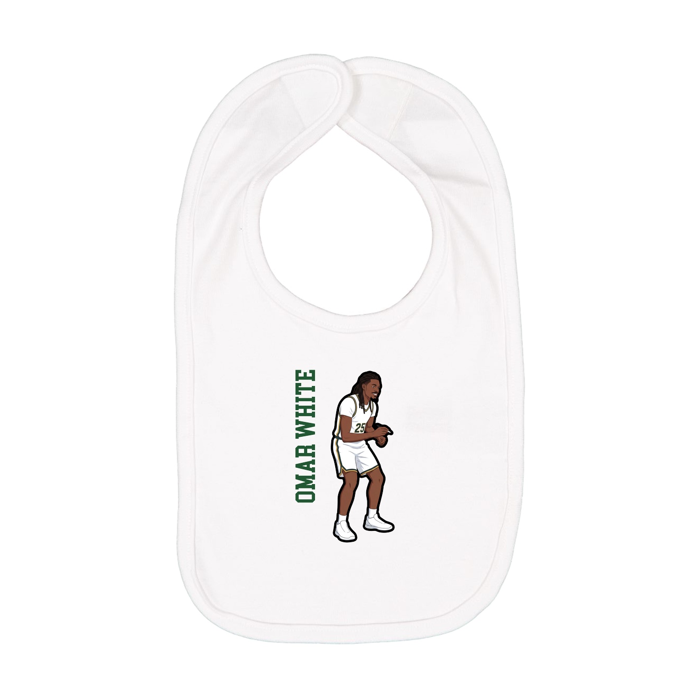 Infant Bib — Name Vertical in White