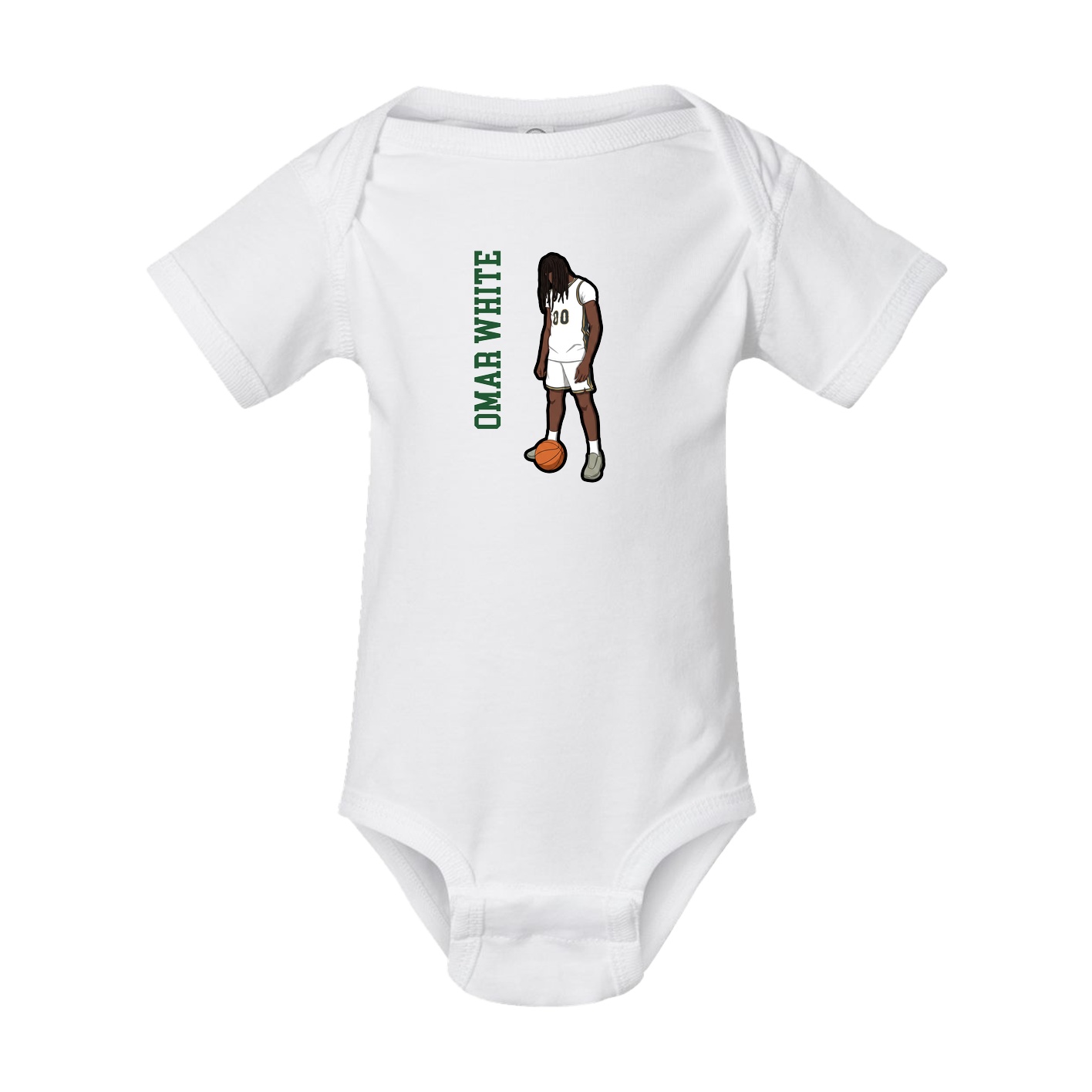 Baby Onesie — Name Vertical in White