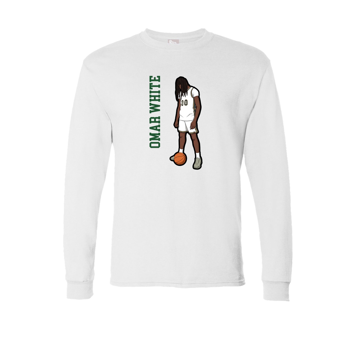 Long Sleeve Tee — Name Vertical in White