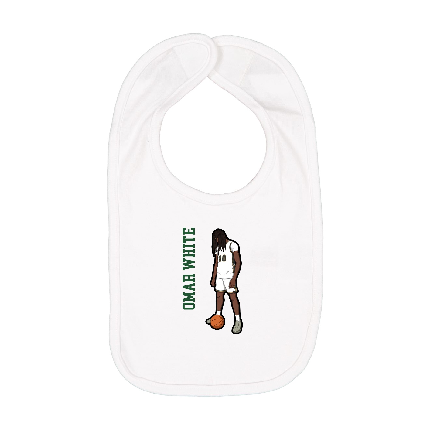 Infant Bib — Name Vertical in White