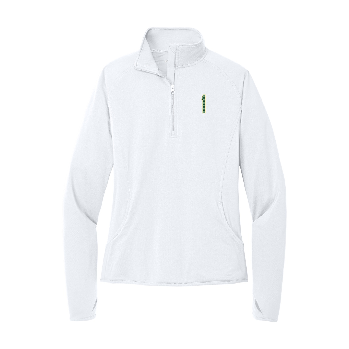 Women's Q-Zip Pullover — Front Shirsy in White